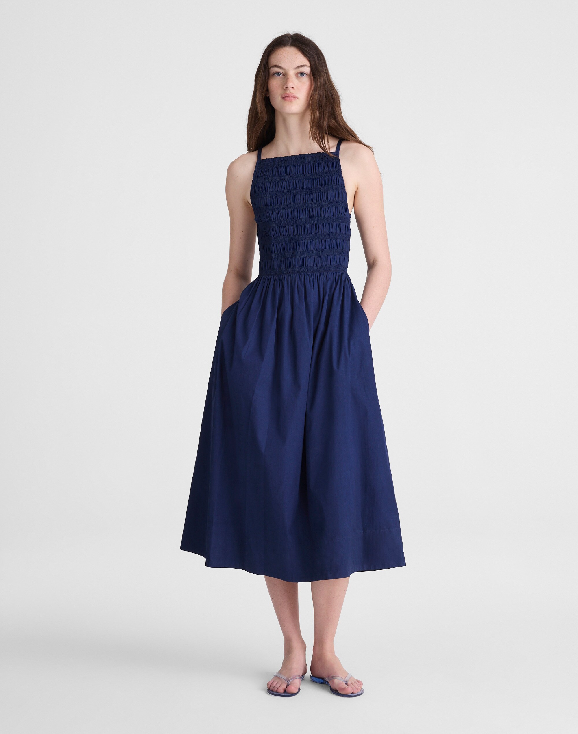 Smocked High-Neck Mini Dress