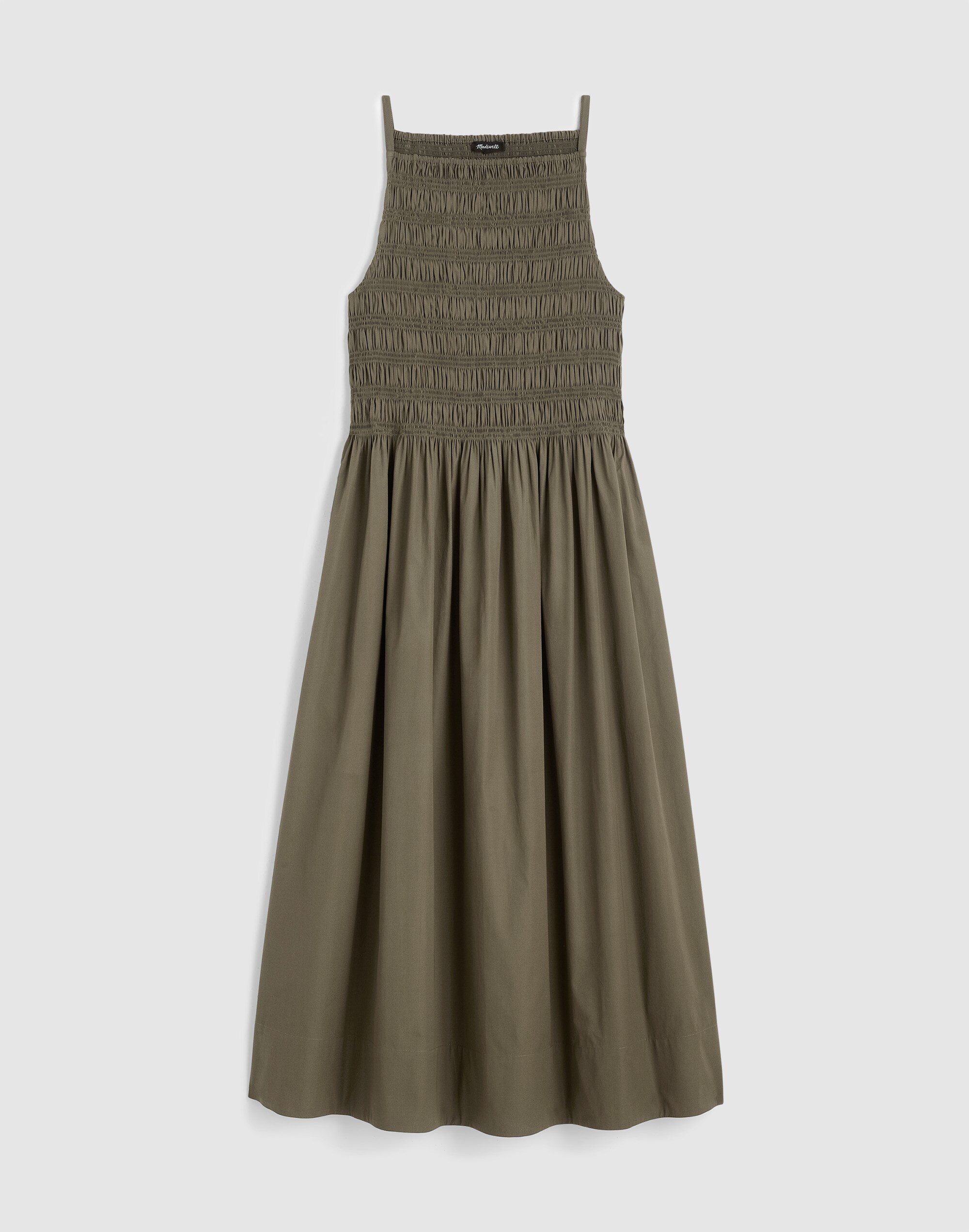 Madewell Smocked Boatneck Midi Dress Faded Ivy In Green