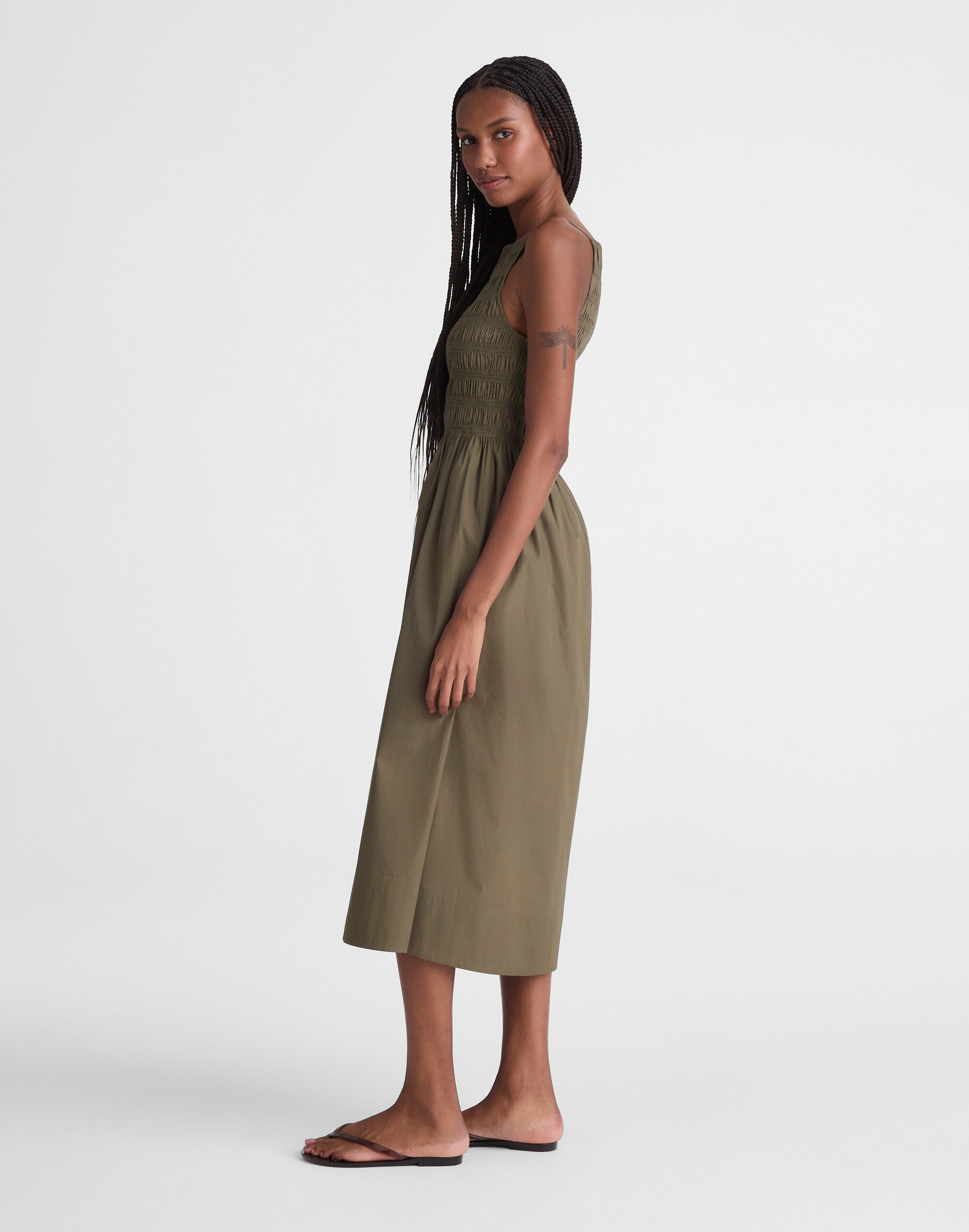 Smocked High-Neck Mini Dress