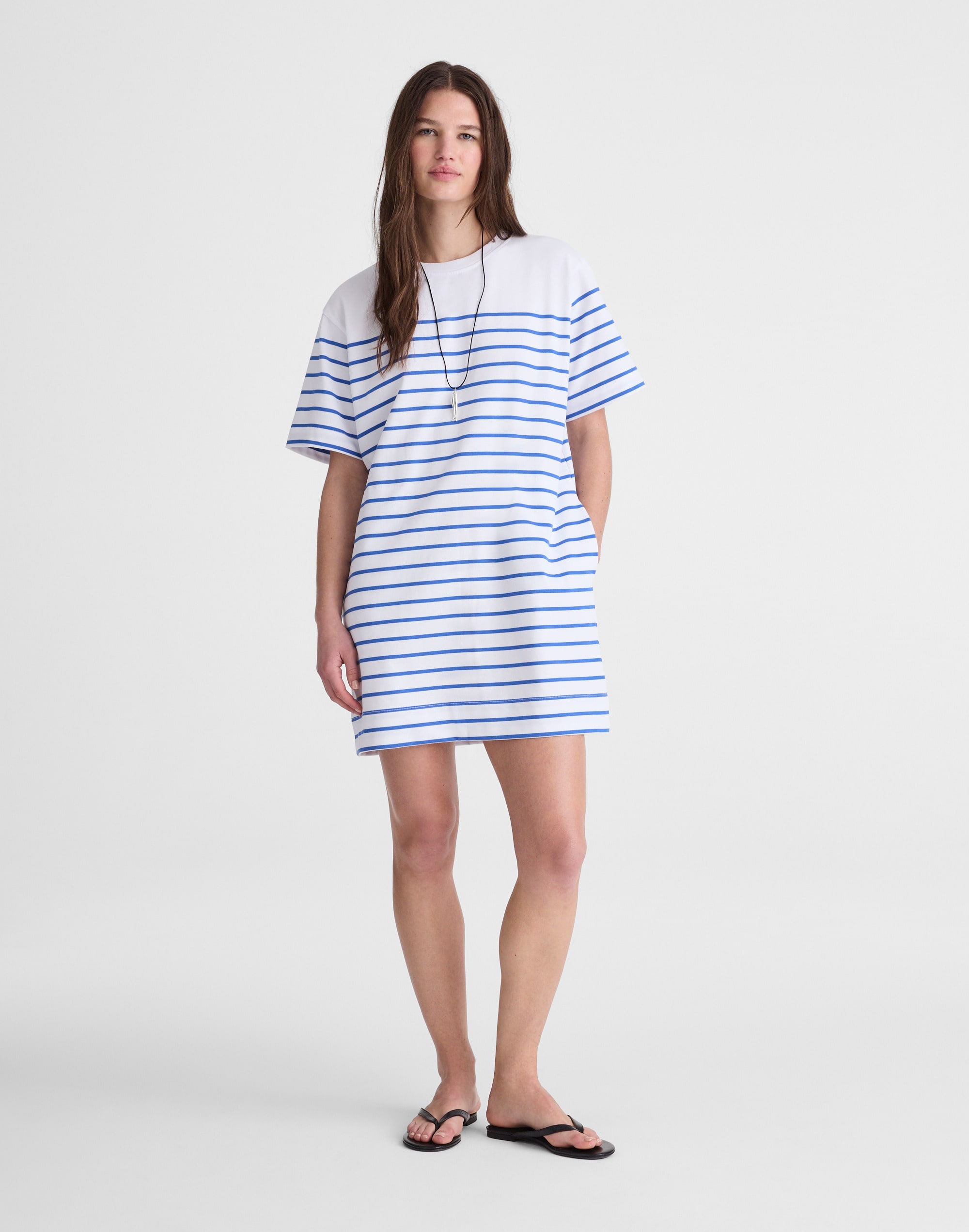 Madewell Crewneck Mini T-shirt Dress In Blue