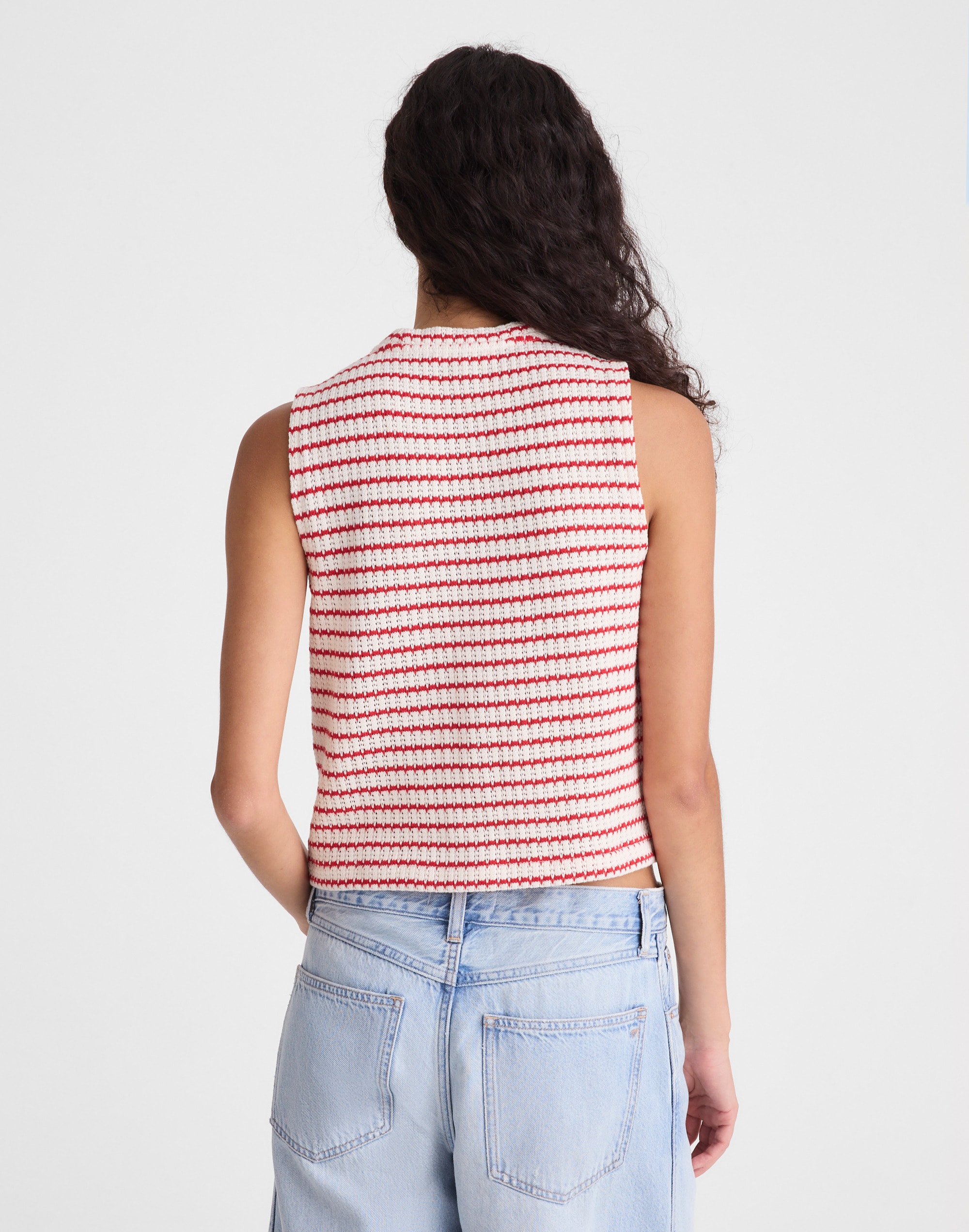 Textured-Knit  Button-Front Shell Top