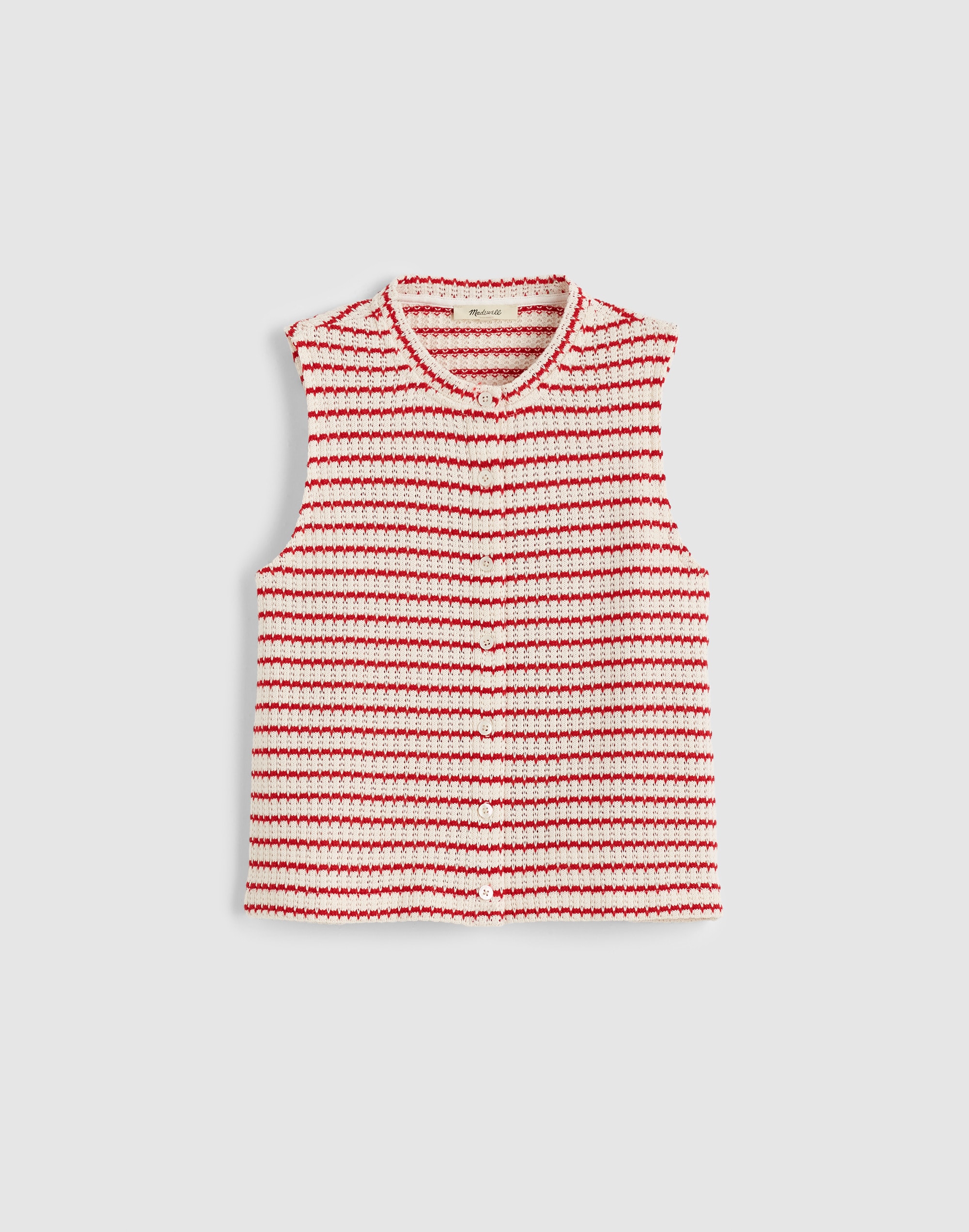 Textured-Knit  Button-Front Shell Top