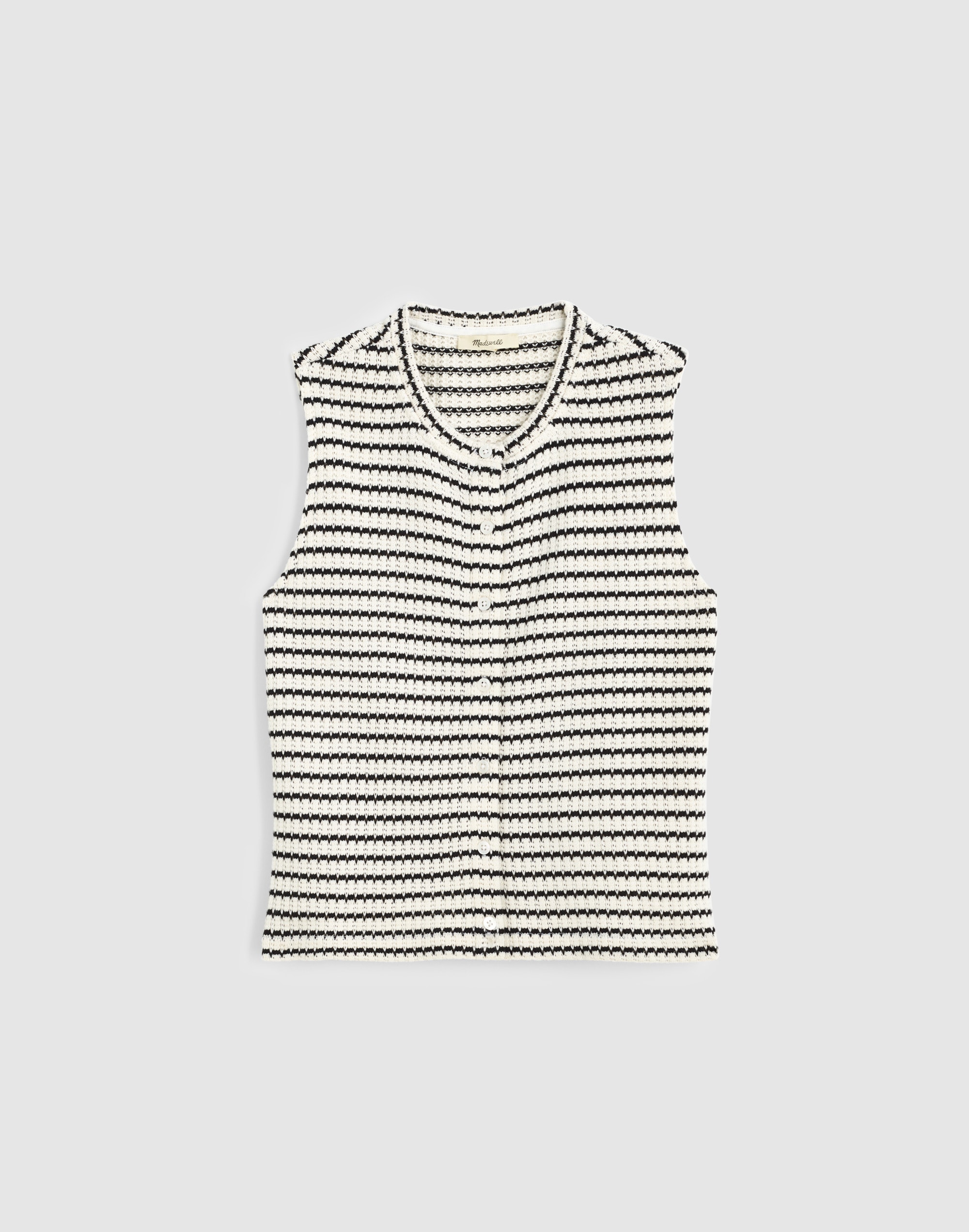Textured-Knit  Button-Front Shell Top