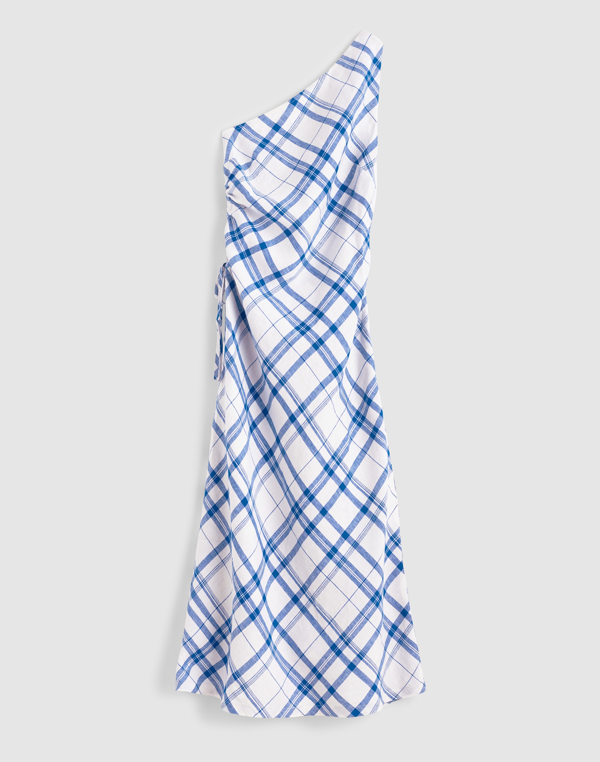 Ruched One-Shoulder Midi Dress