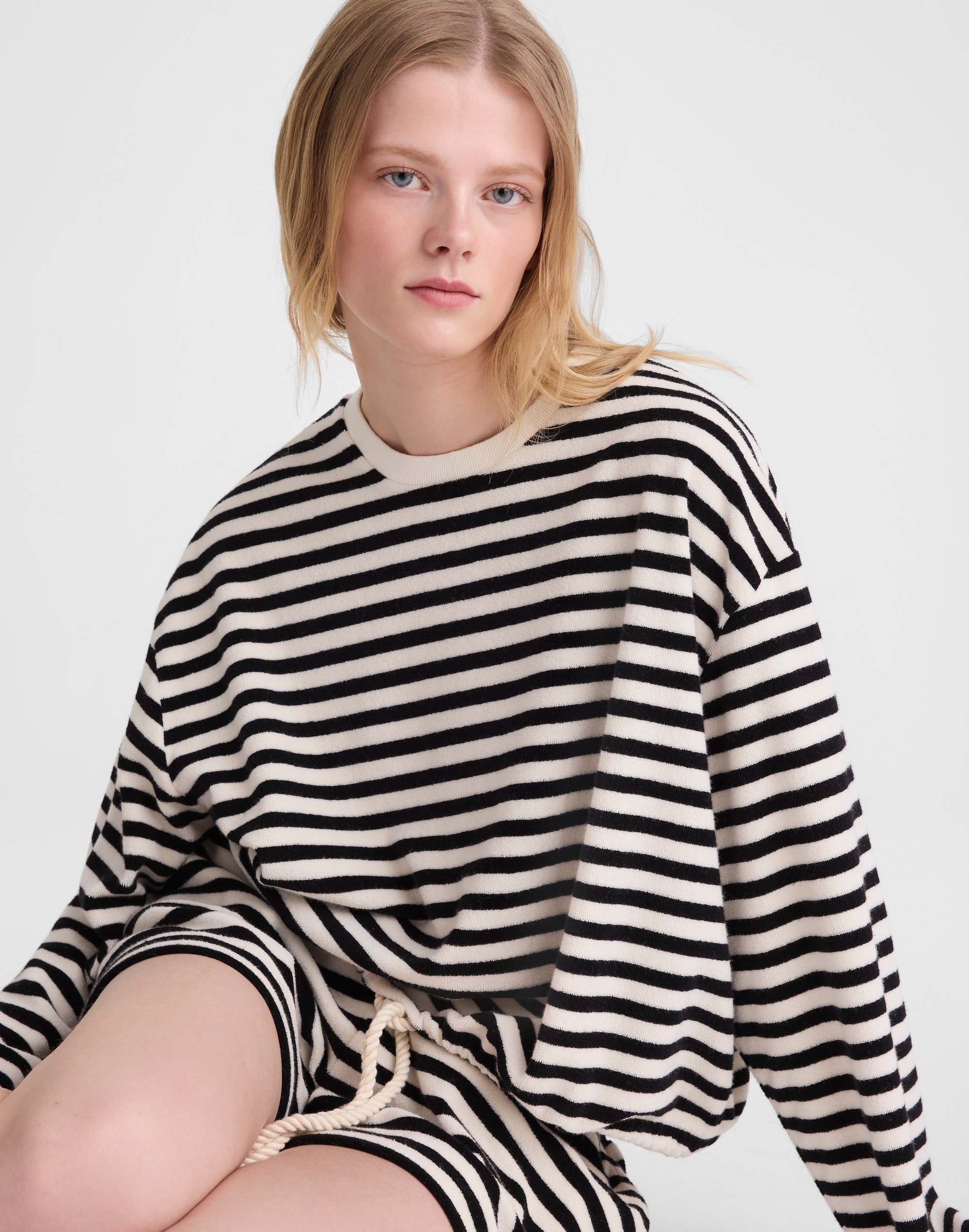 tie-waist top in terry