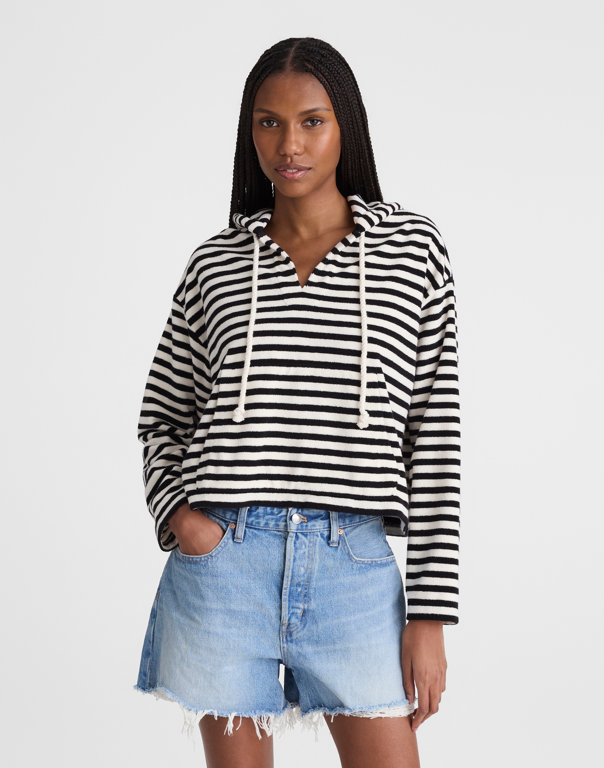 drawstring hoodie in terry