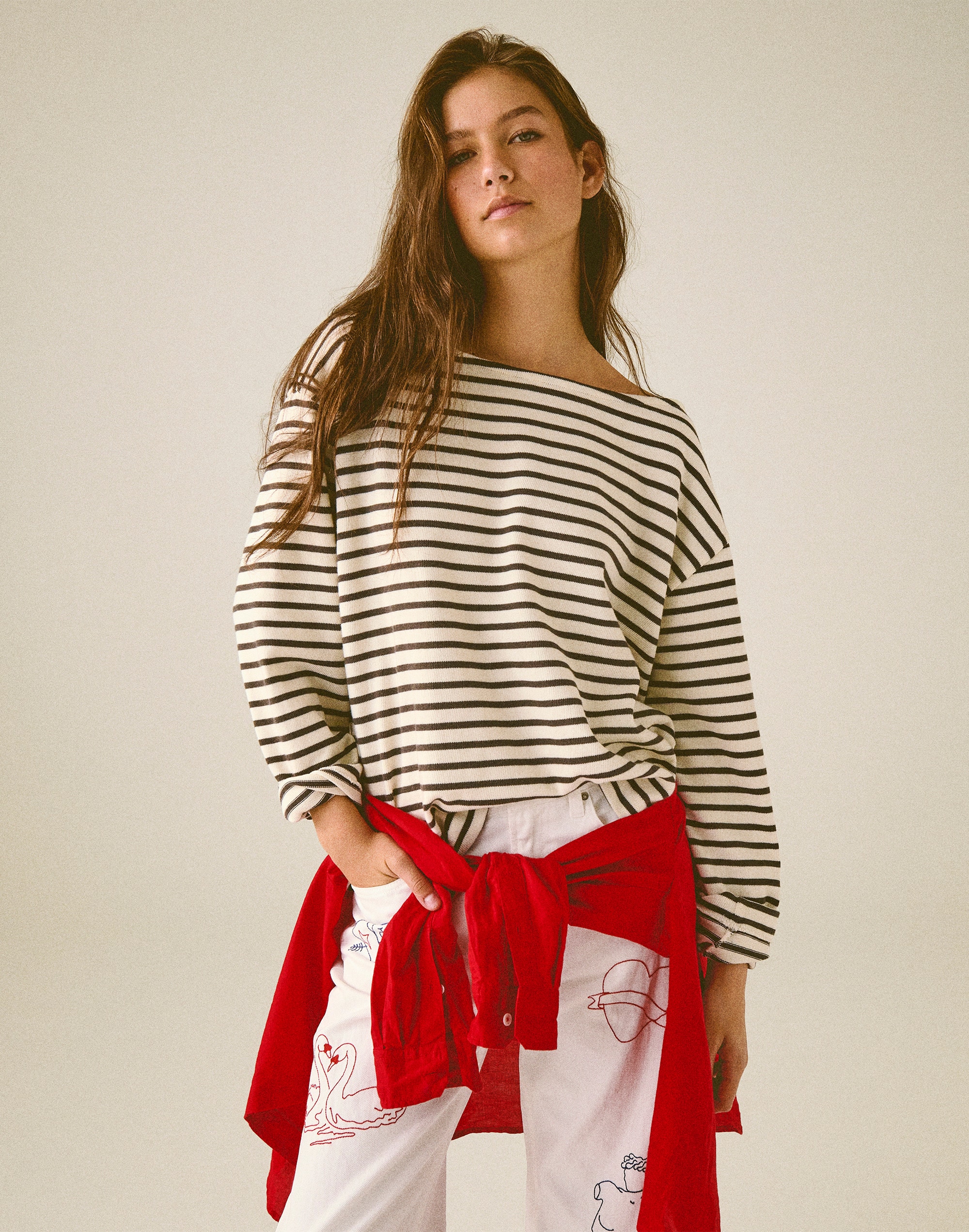 Striped Boatneck Long-Sleeve Tee