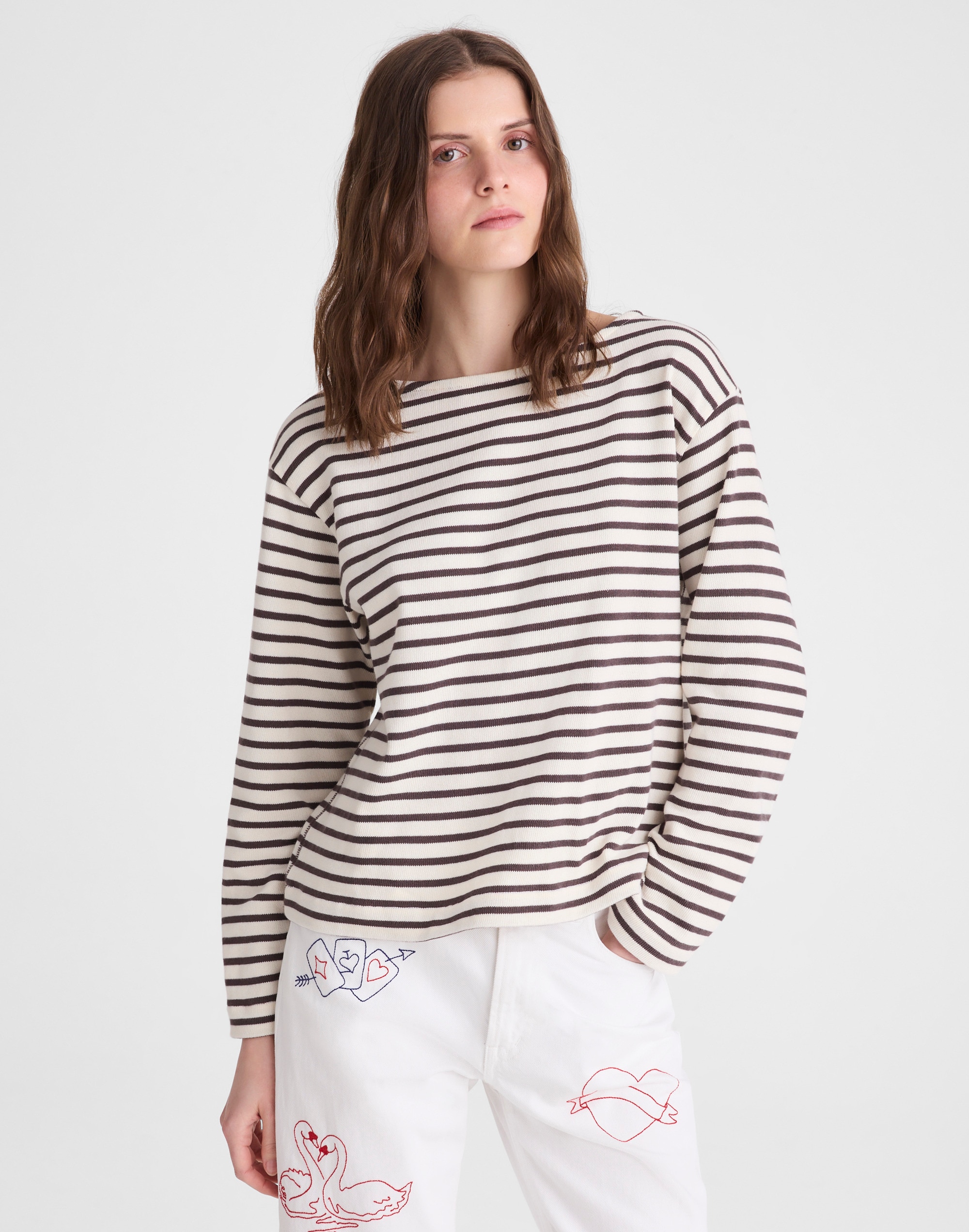 Striped Boatneck Long-Sleeve Tee
