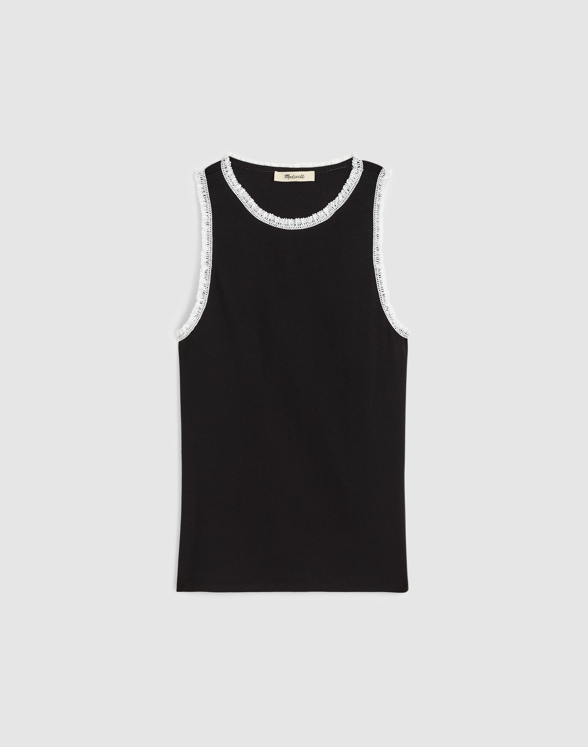 Lace-Trim Ribbed Tank