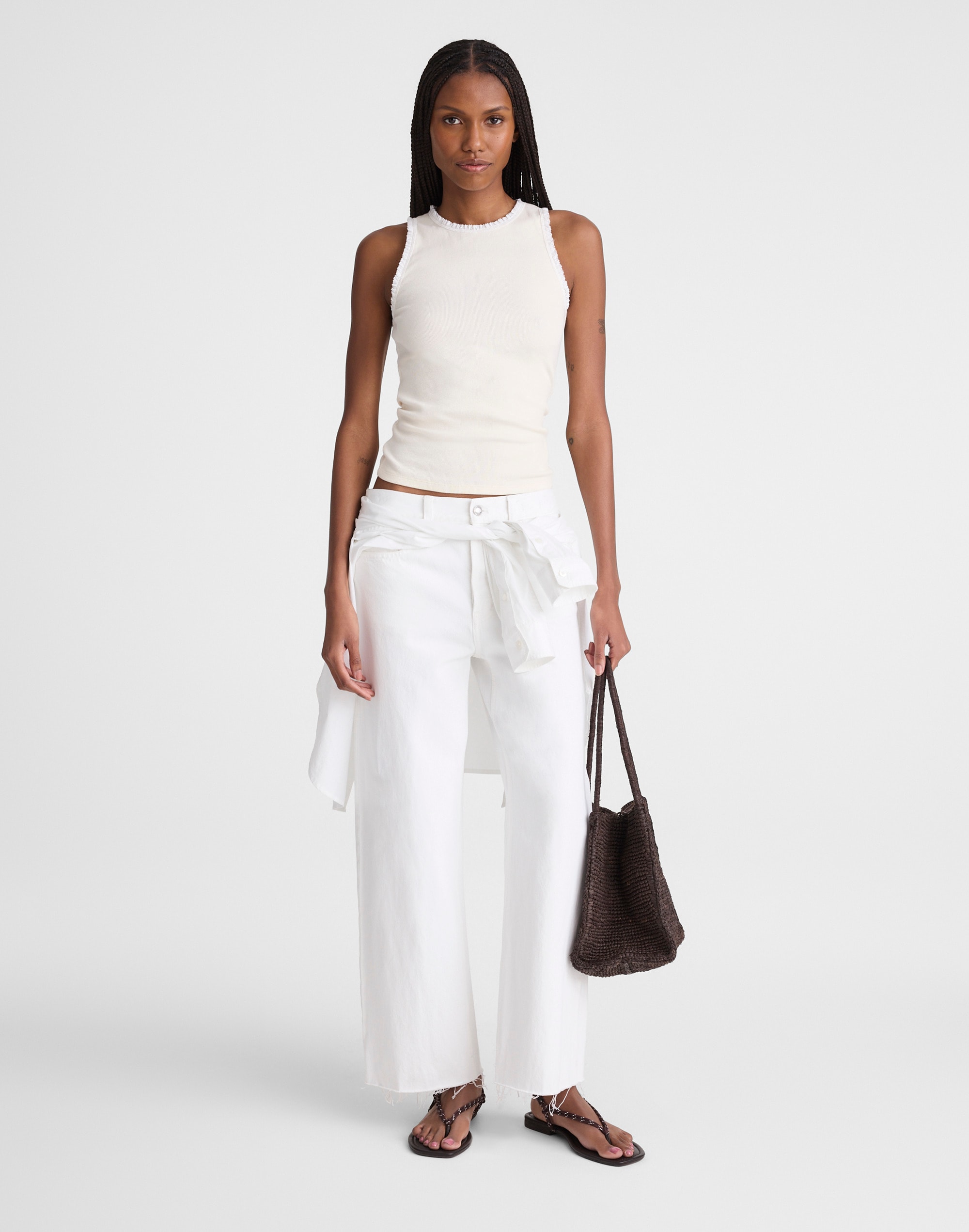 Lace-Trim Ribbed Tank