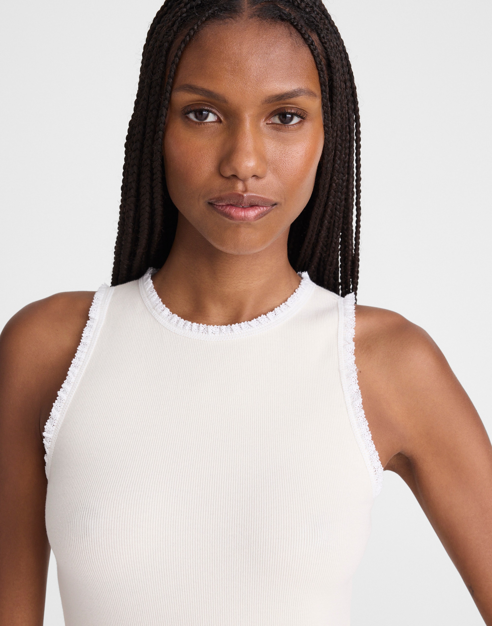 Lace-Trim Ribbed Tank