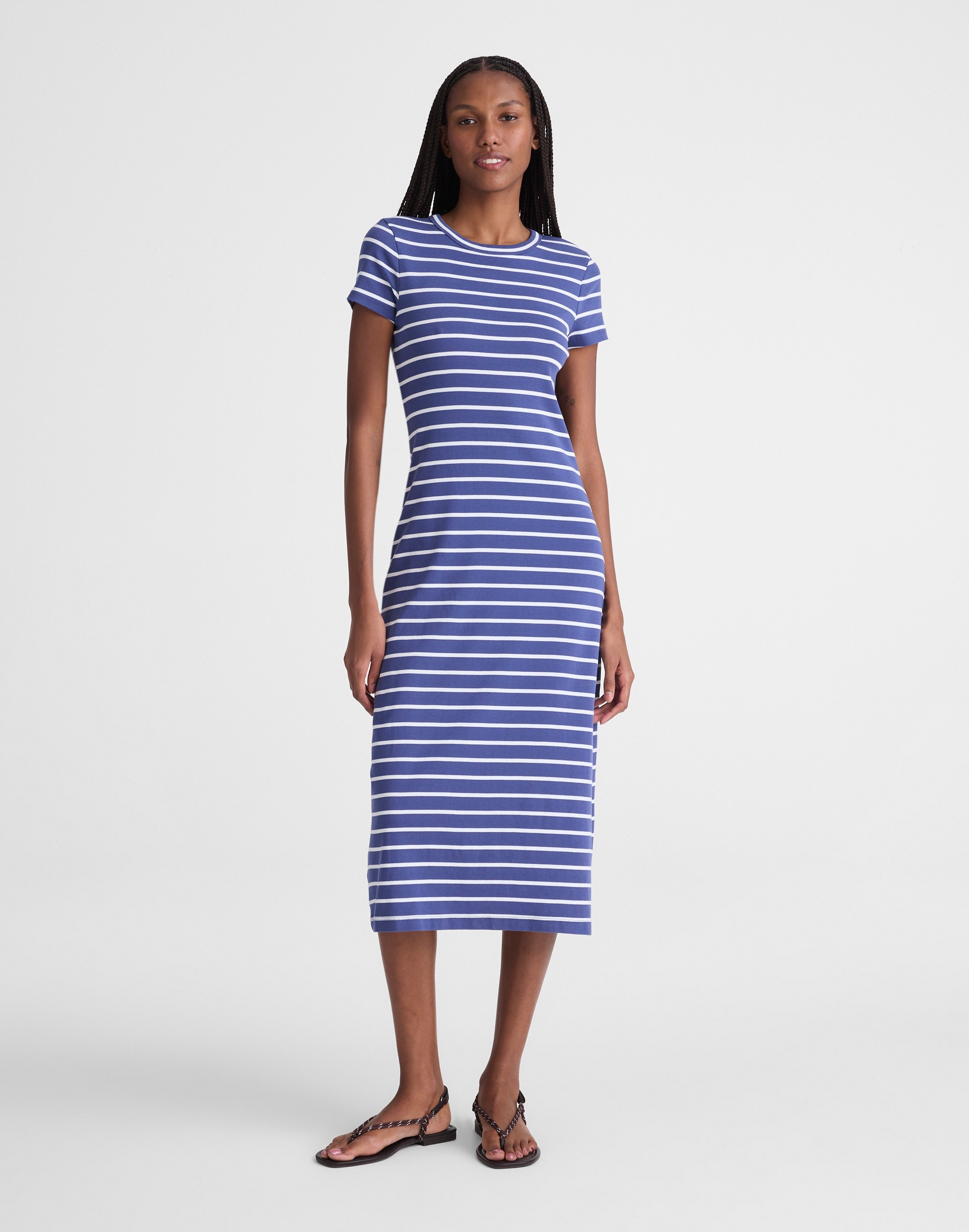 Crewneck Maxi T-Shirt Dress in Compact Cotton