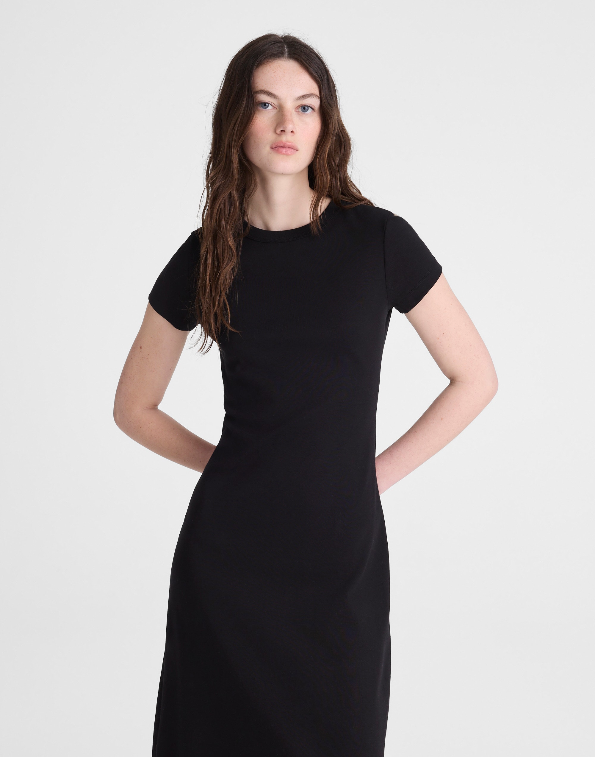 Crewneck Maxi T-Shirt Dress in Compact Cotton