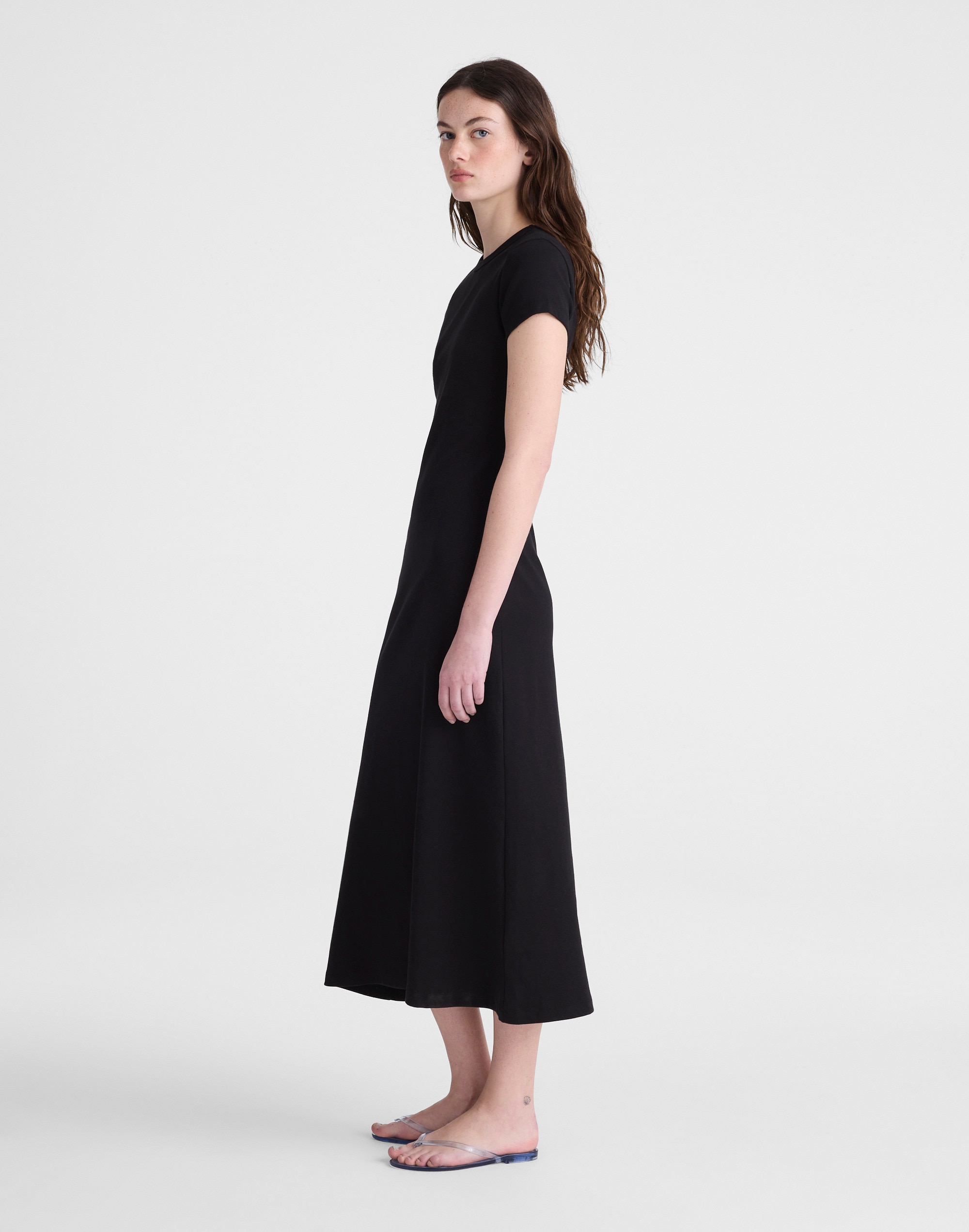 Crewneck Maxi T-Shirt Dress in Compact Cotton