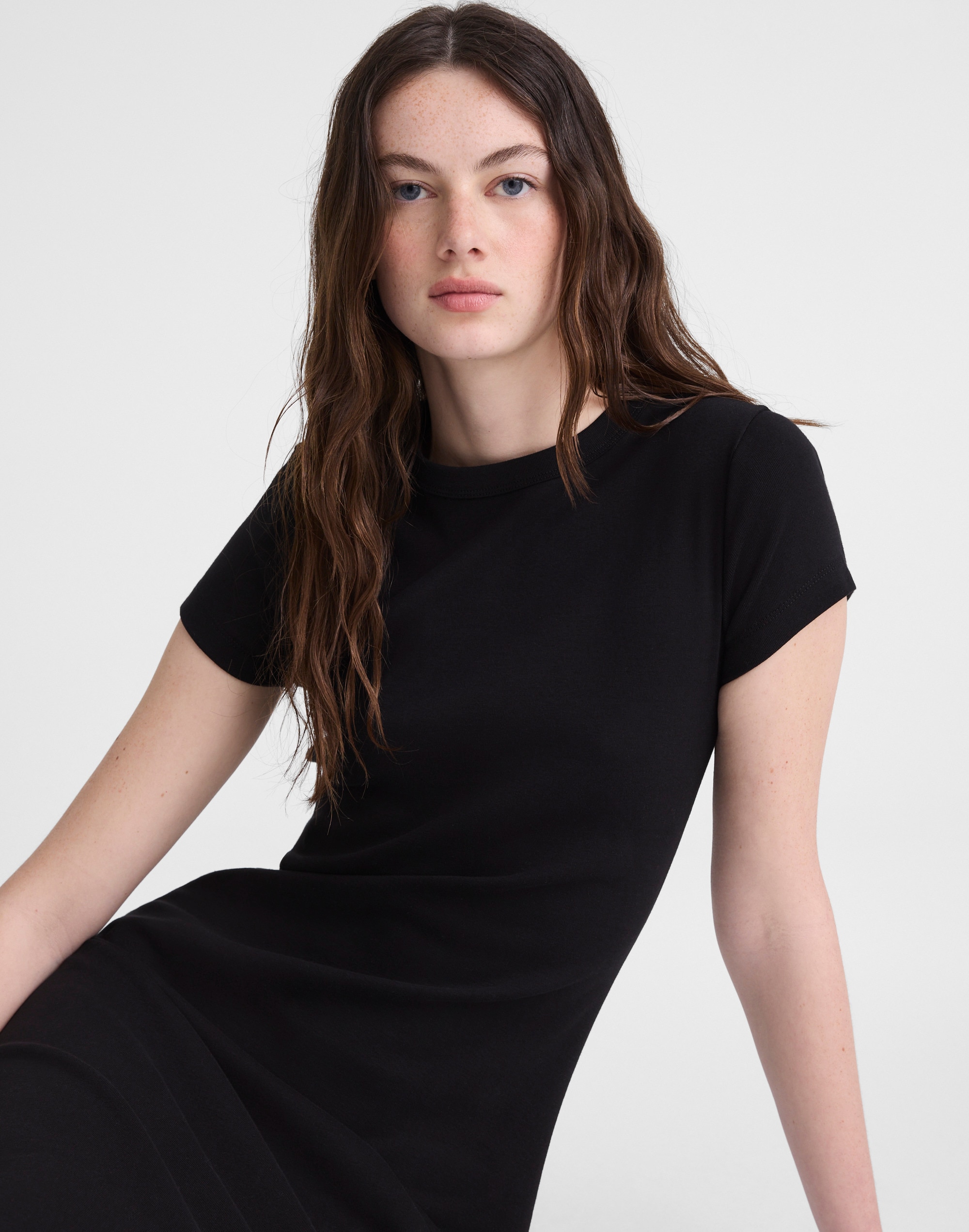 Crewneck Maxi T-Shirt Dress in Compact Cotton
