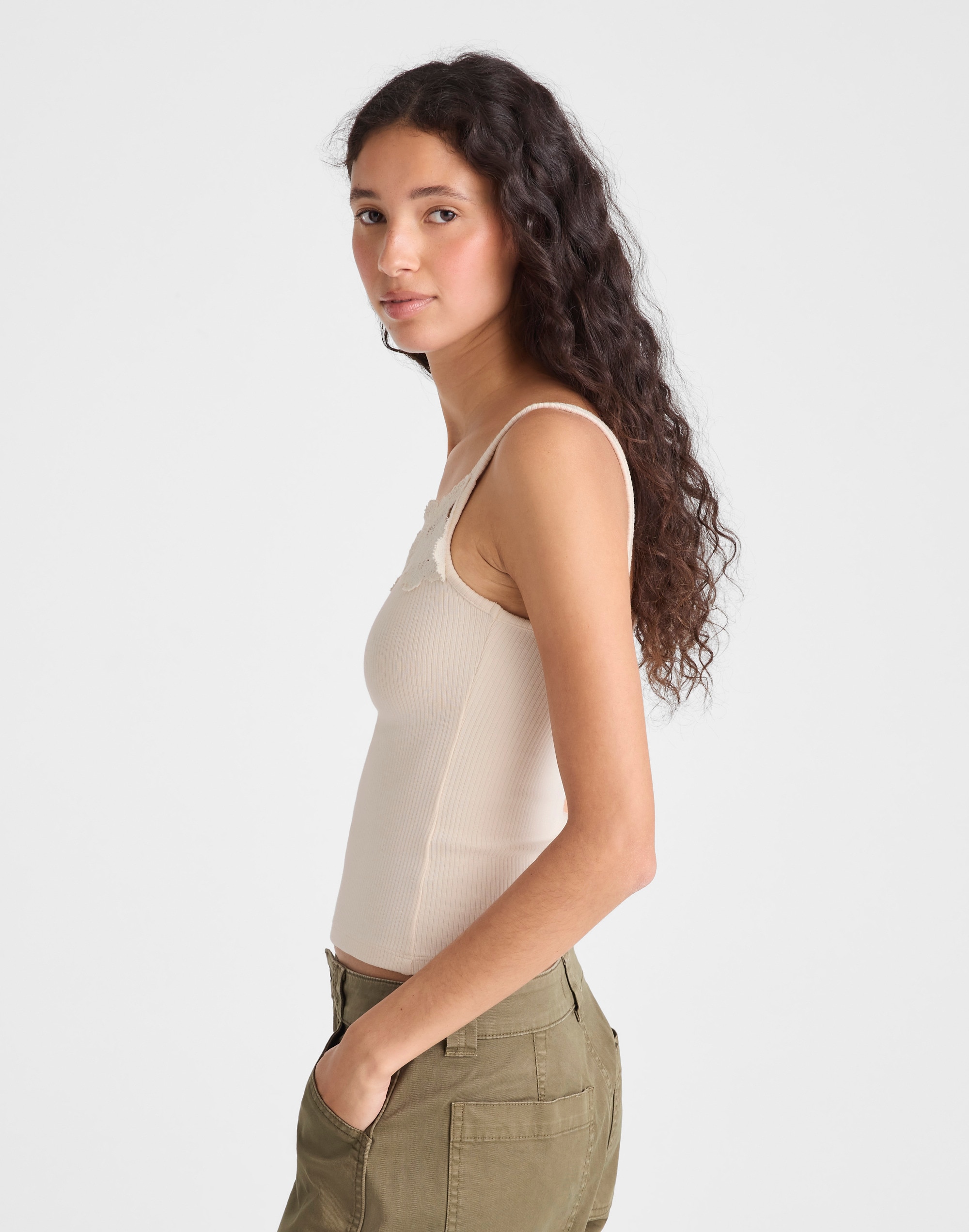 Floral-Lace V-Neck Tank