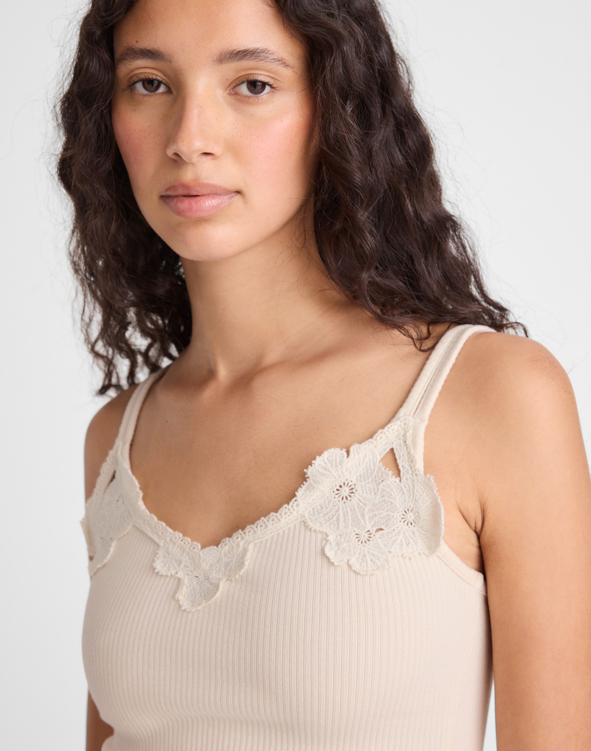 Floral-Lace V-Neck Tank