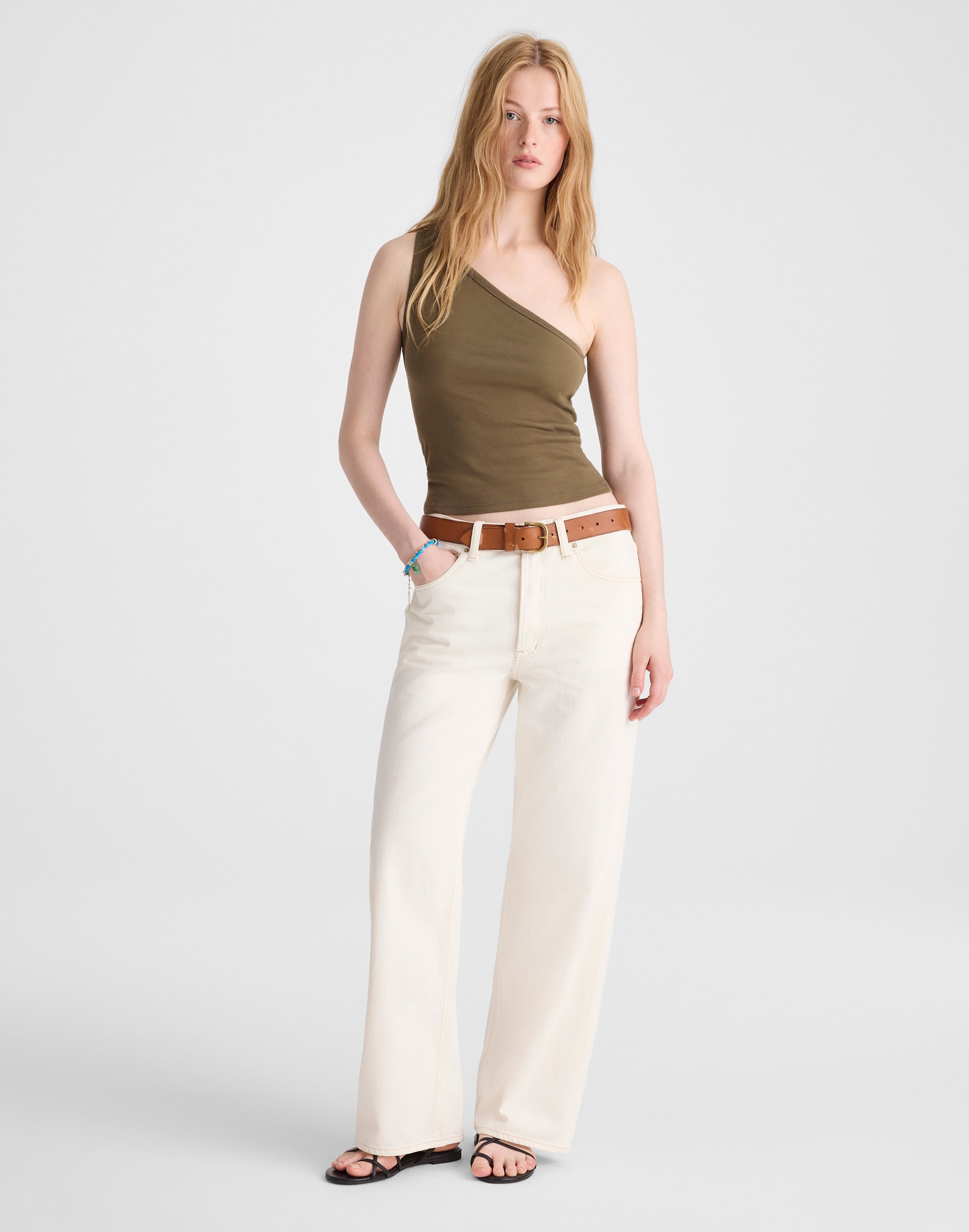 The '90s One-Shoulder Tank in Compact Cotton