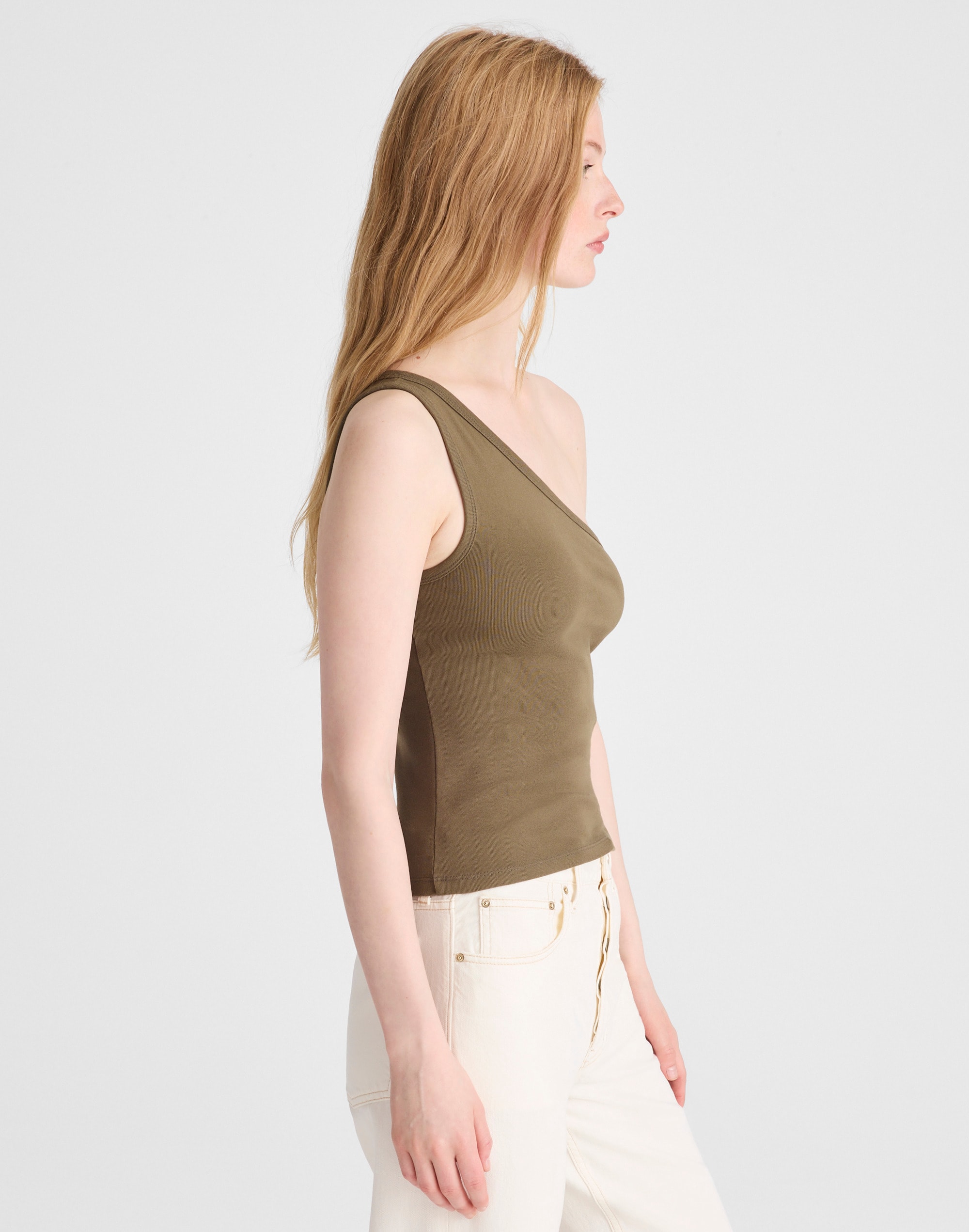 The '90s One-Shoulder Tank in Compact Cotton