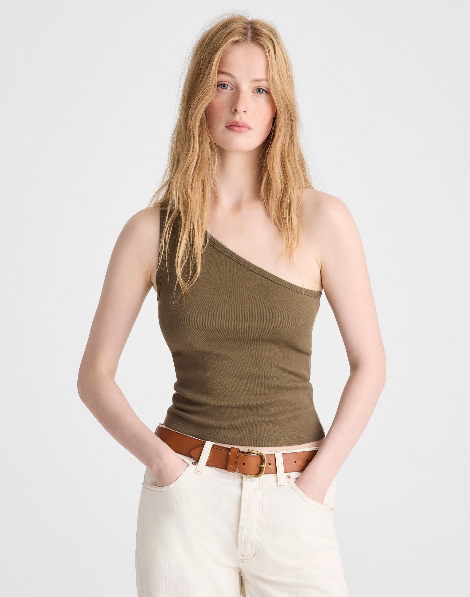 The '90s One-Shoulder Tank in Compact Cotton