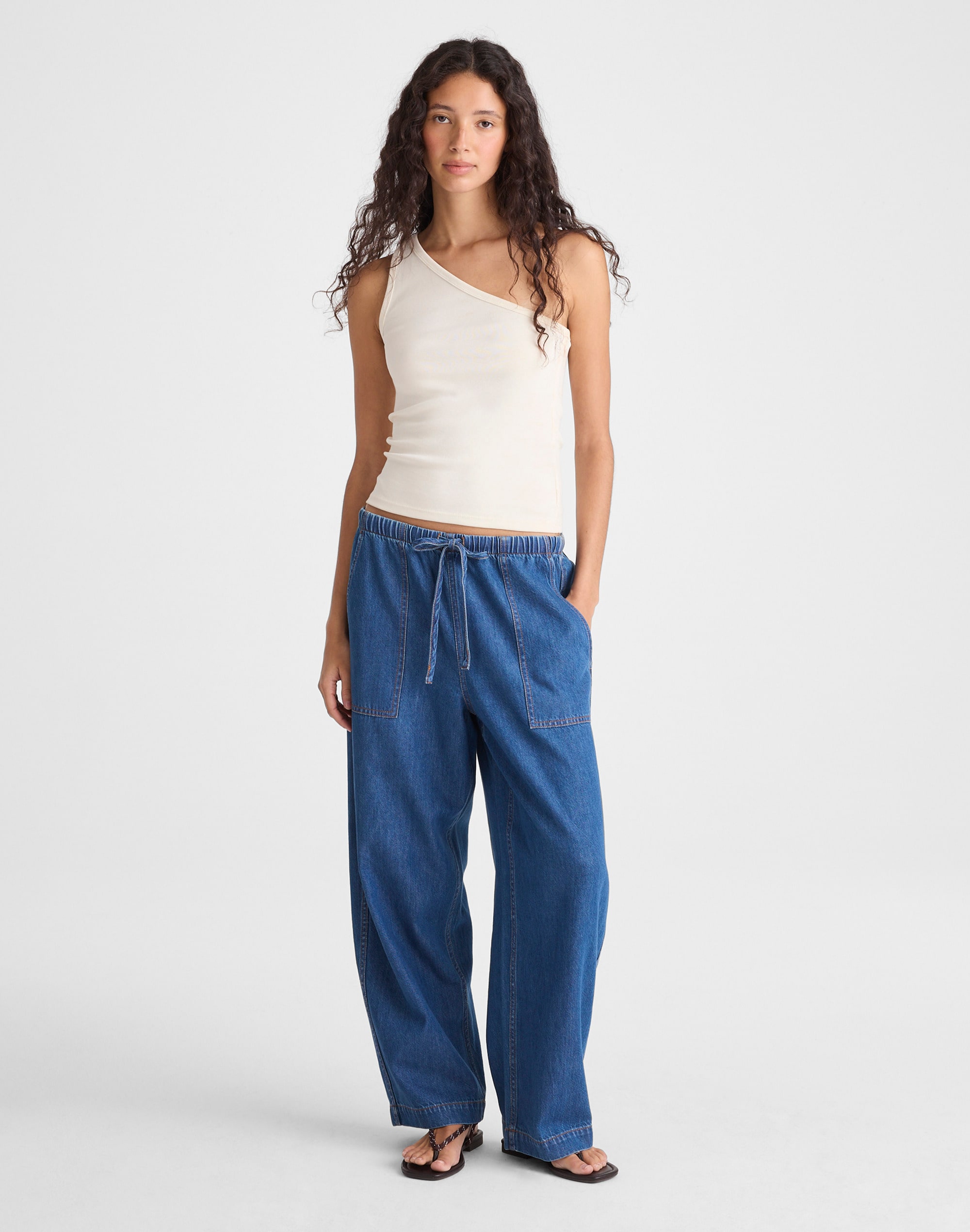 The '90s One-Shoulder Tank in Compact Cotton