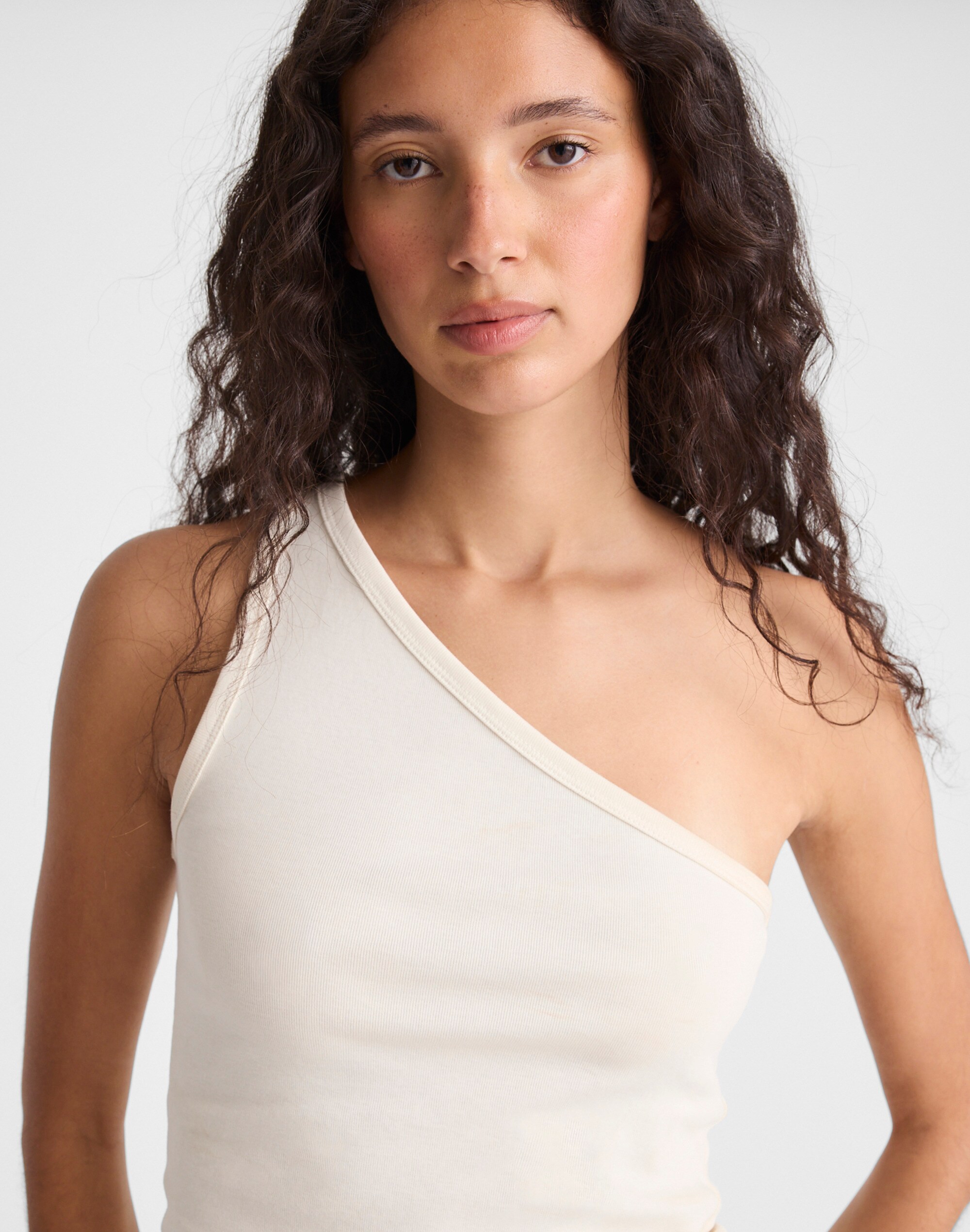 The '90s One-Shoulder Tank in Compact Cotton