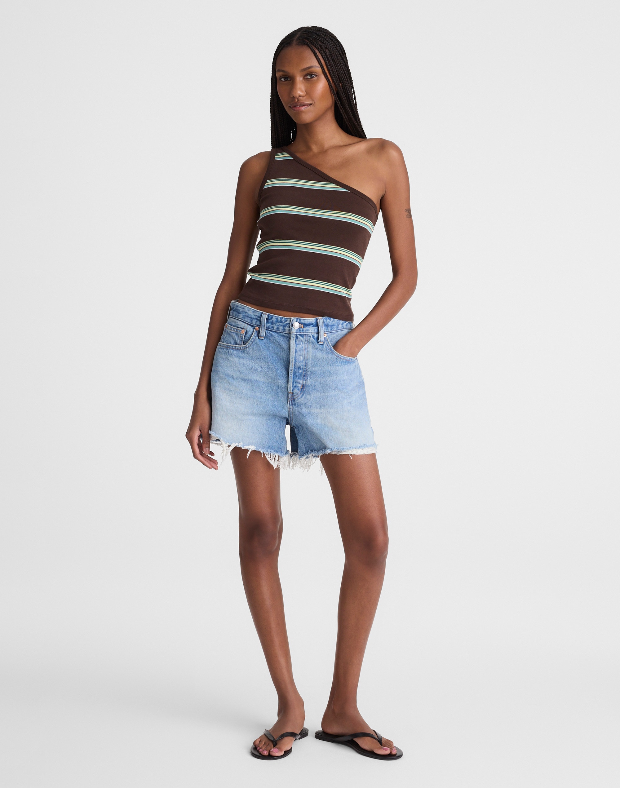 Madewell x Shopbop '90s One-Shoulder Tank in Compact Cotton