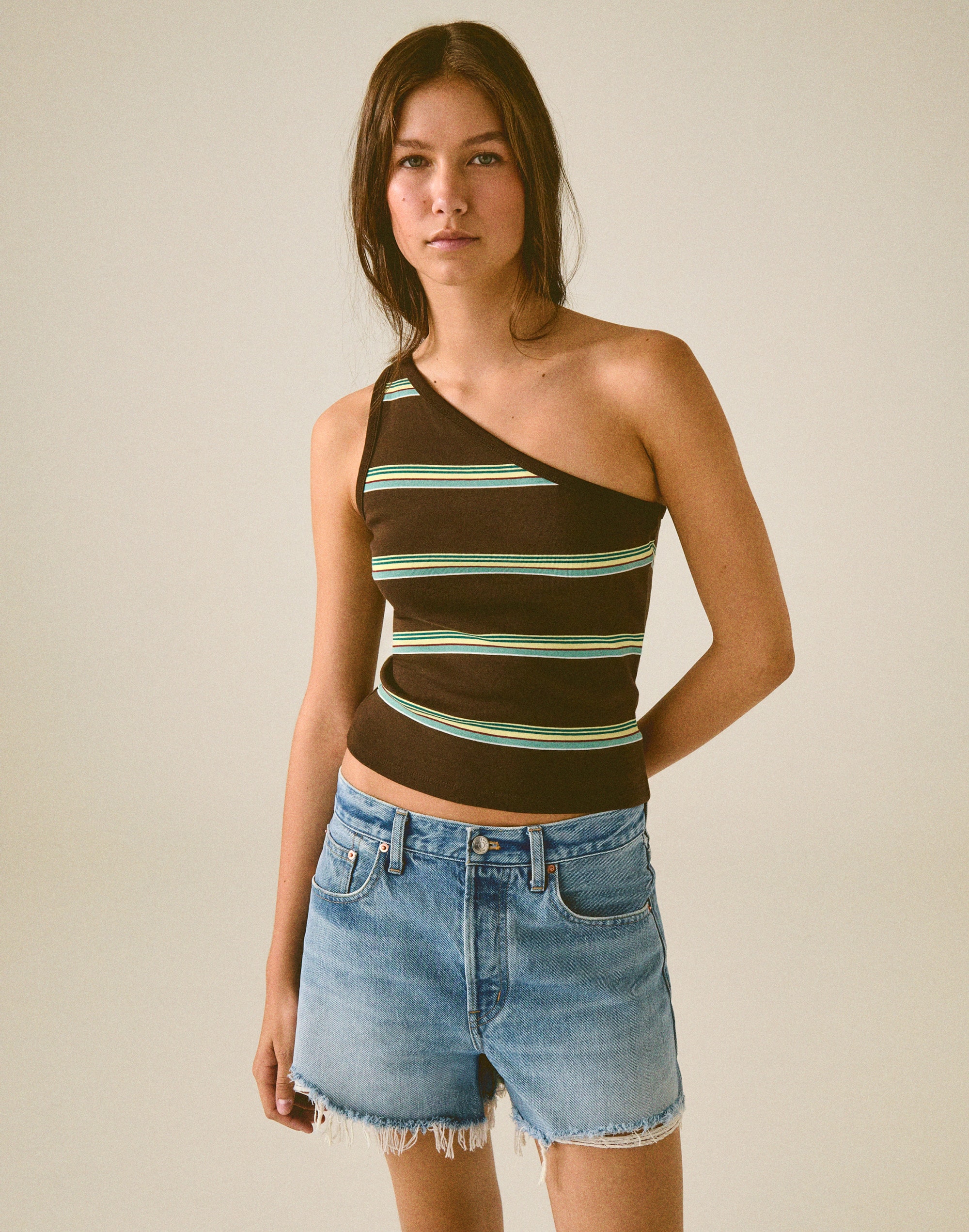Madewell x Shopbop '90s One-Shoulder Tank in Compact Cotton