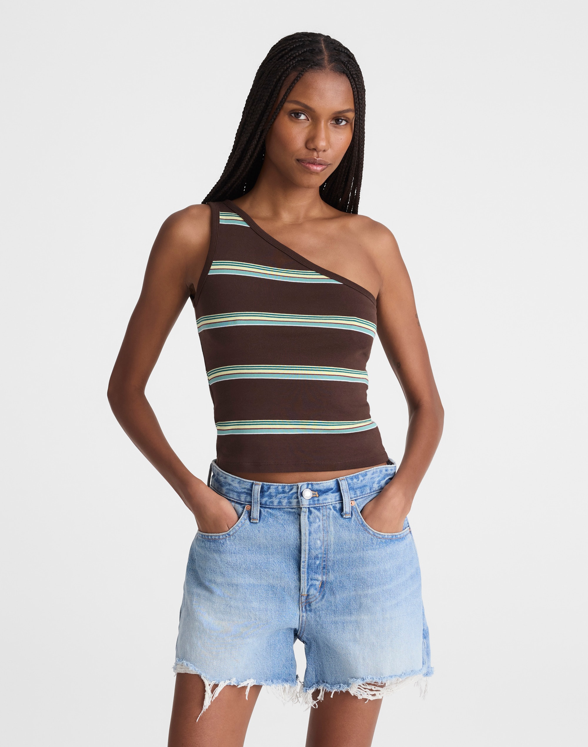 madewell x shopbop '90s one-shoulder tank in compact cotton