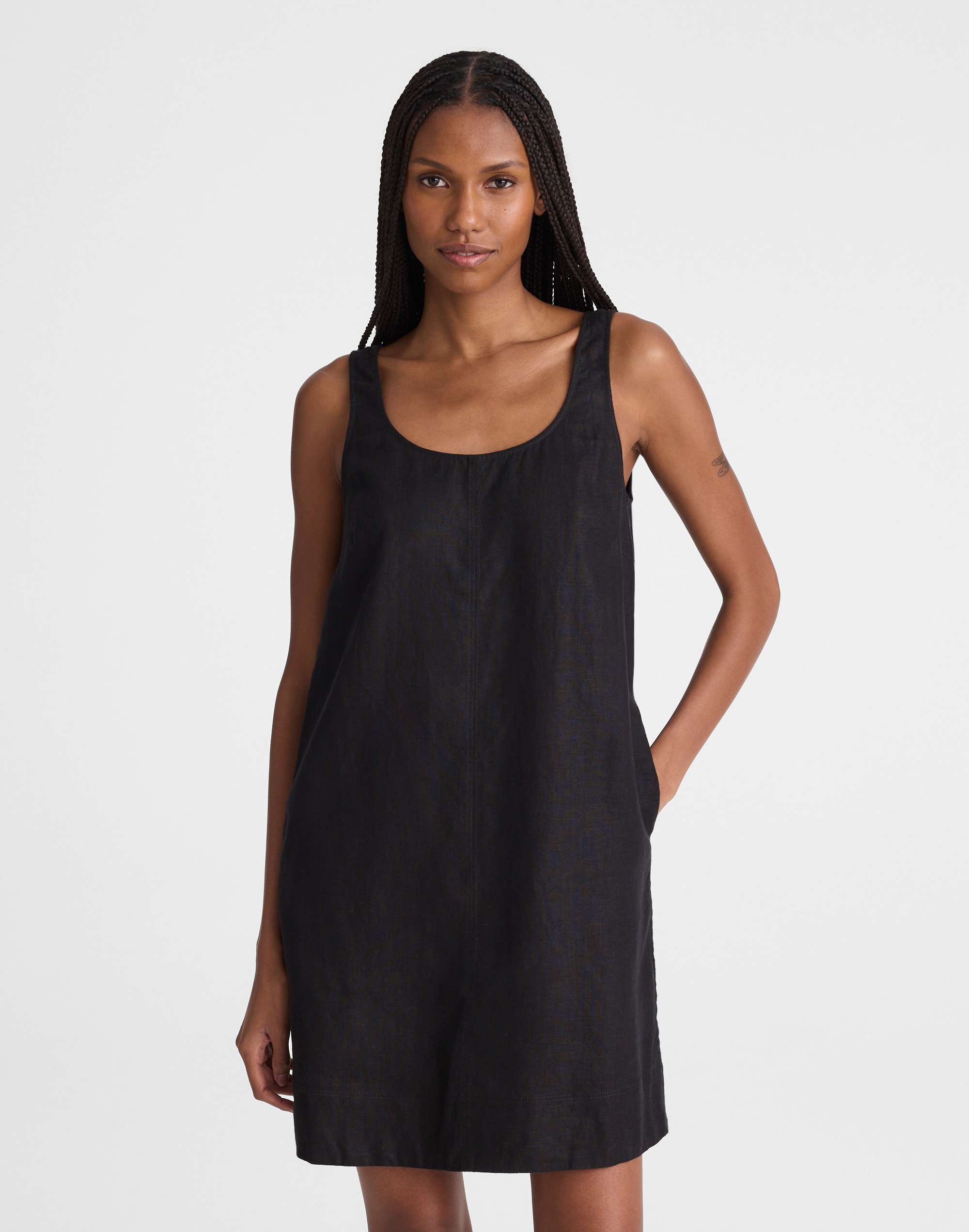 Scoopneck Mini Shift Dress in 100% Linen