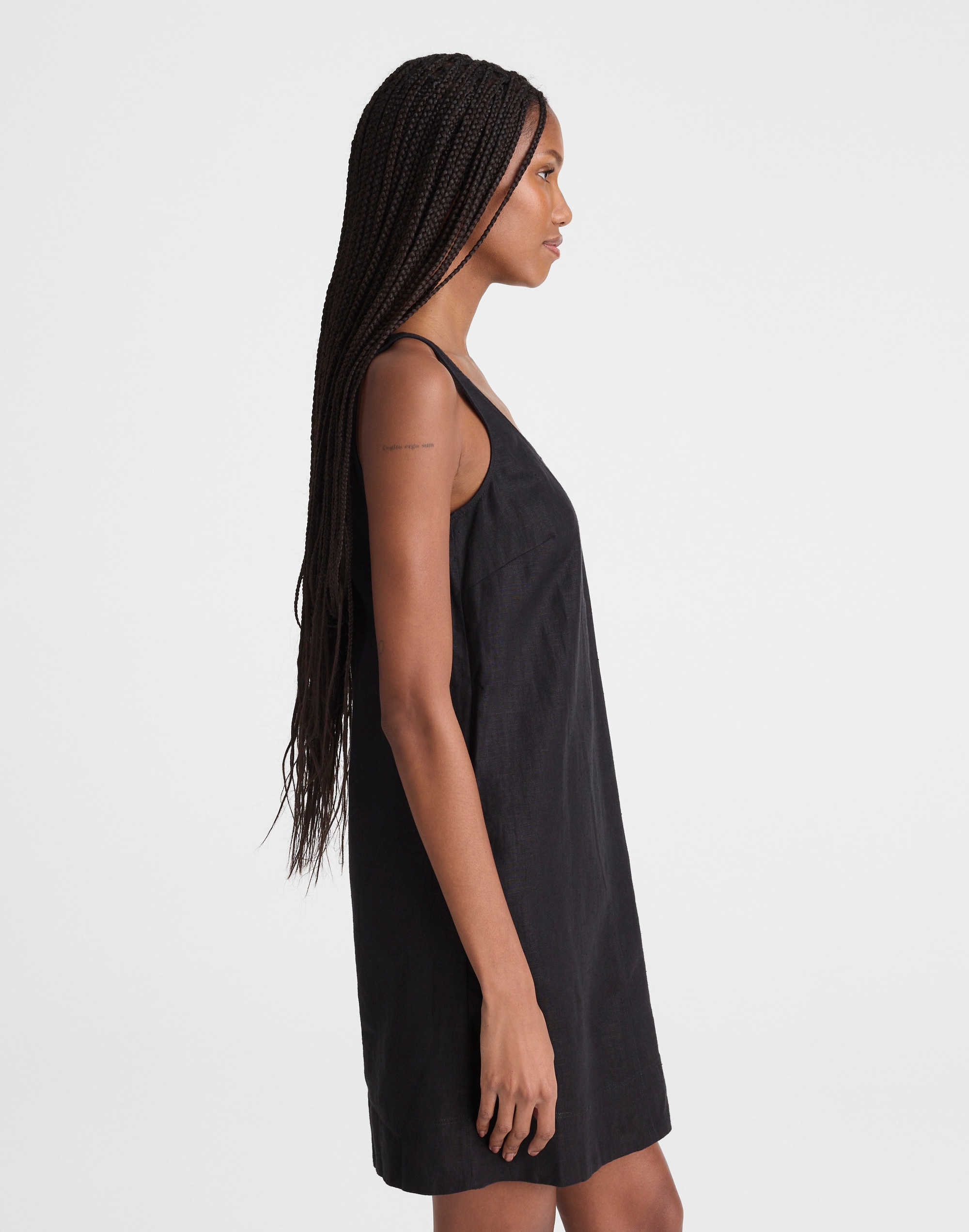 Scoopneck Mini Shift Dress in 100% Linen
