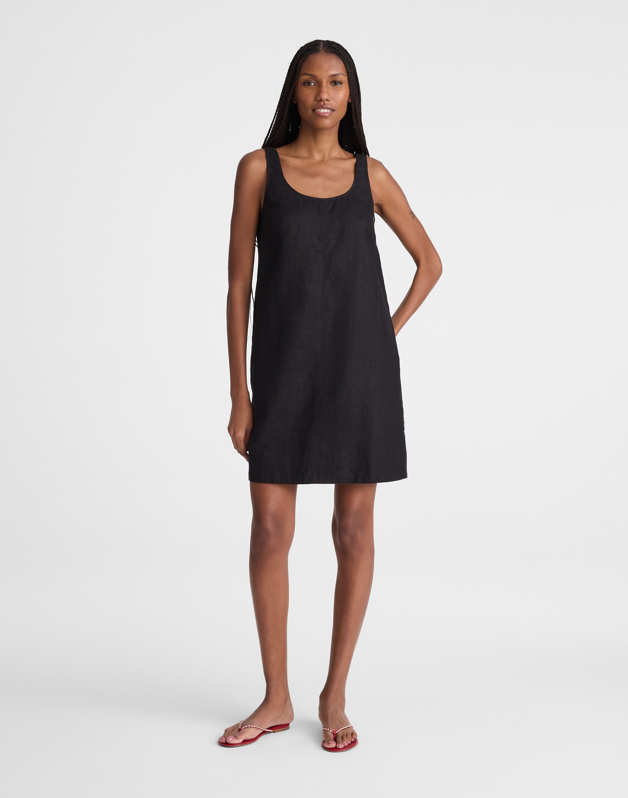 Scoopneck Mini Shift Dress in 100% Linen