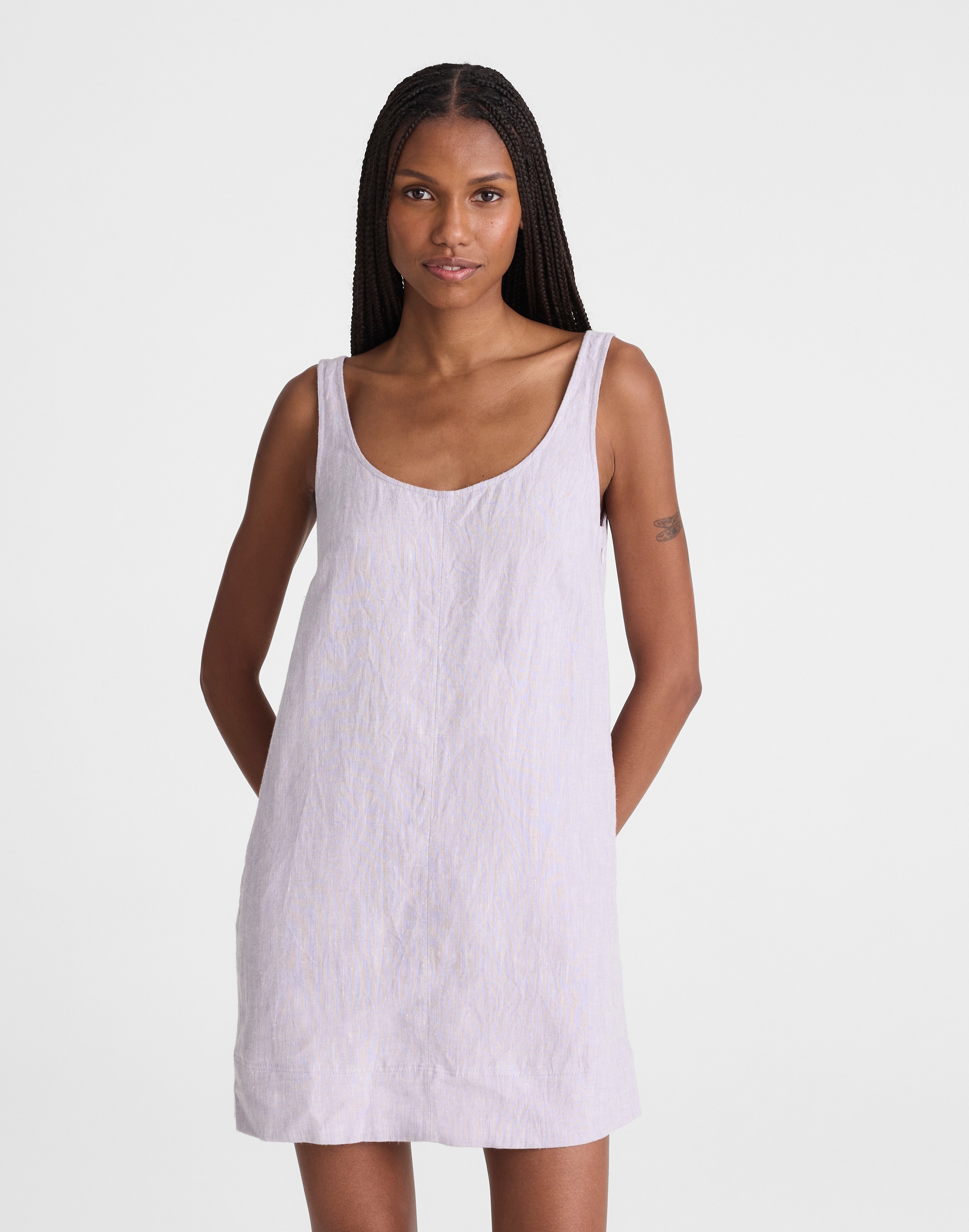 Scoopneck Mini Shift Dress in 100% Linen