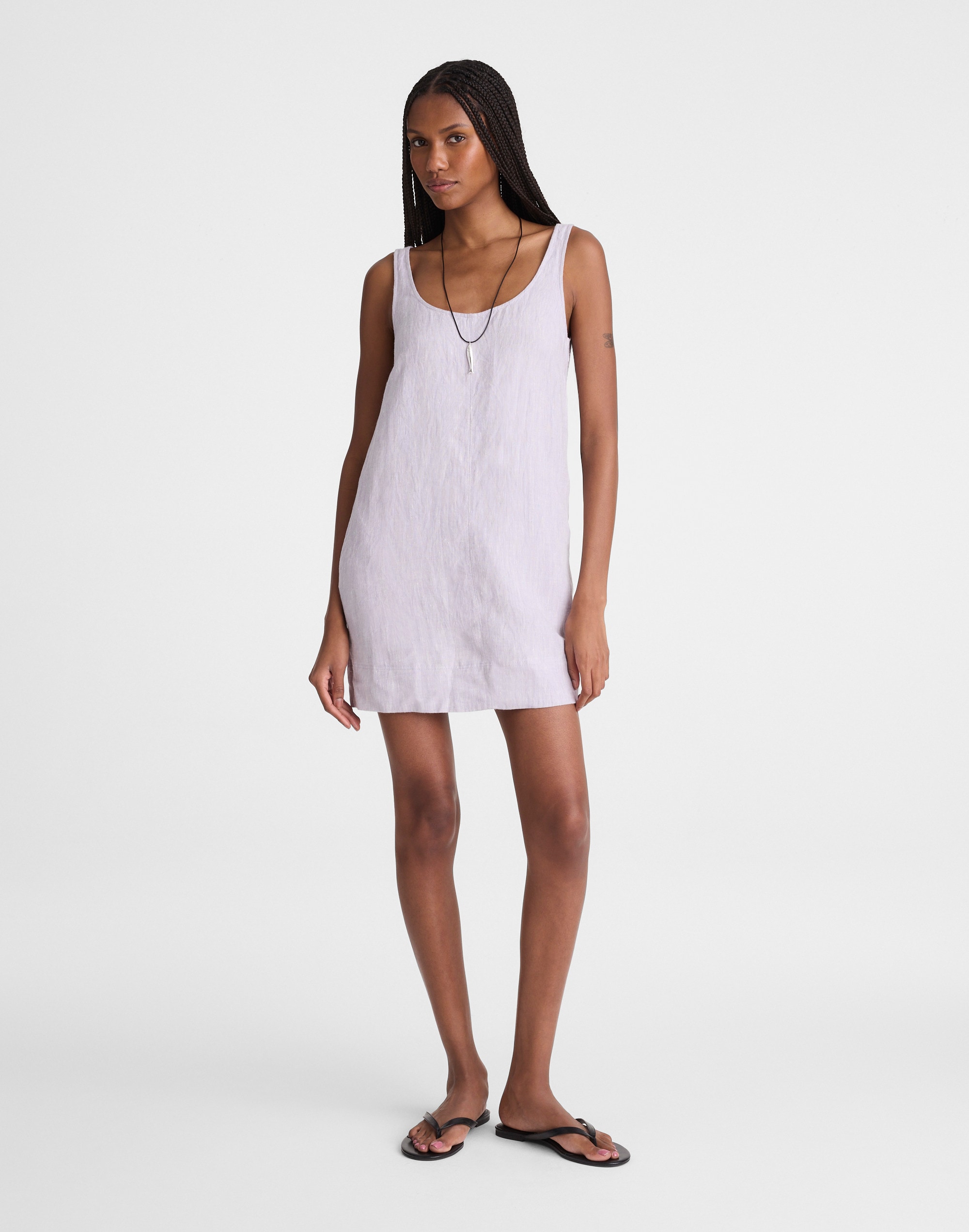 Scoopneck Mini Shift Dress in 100% Linen