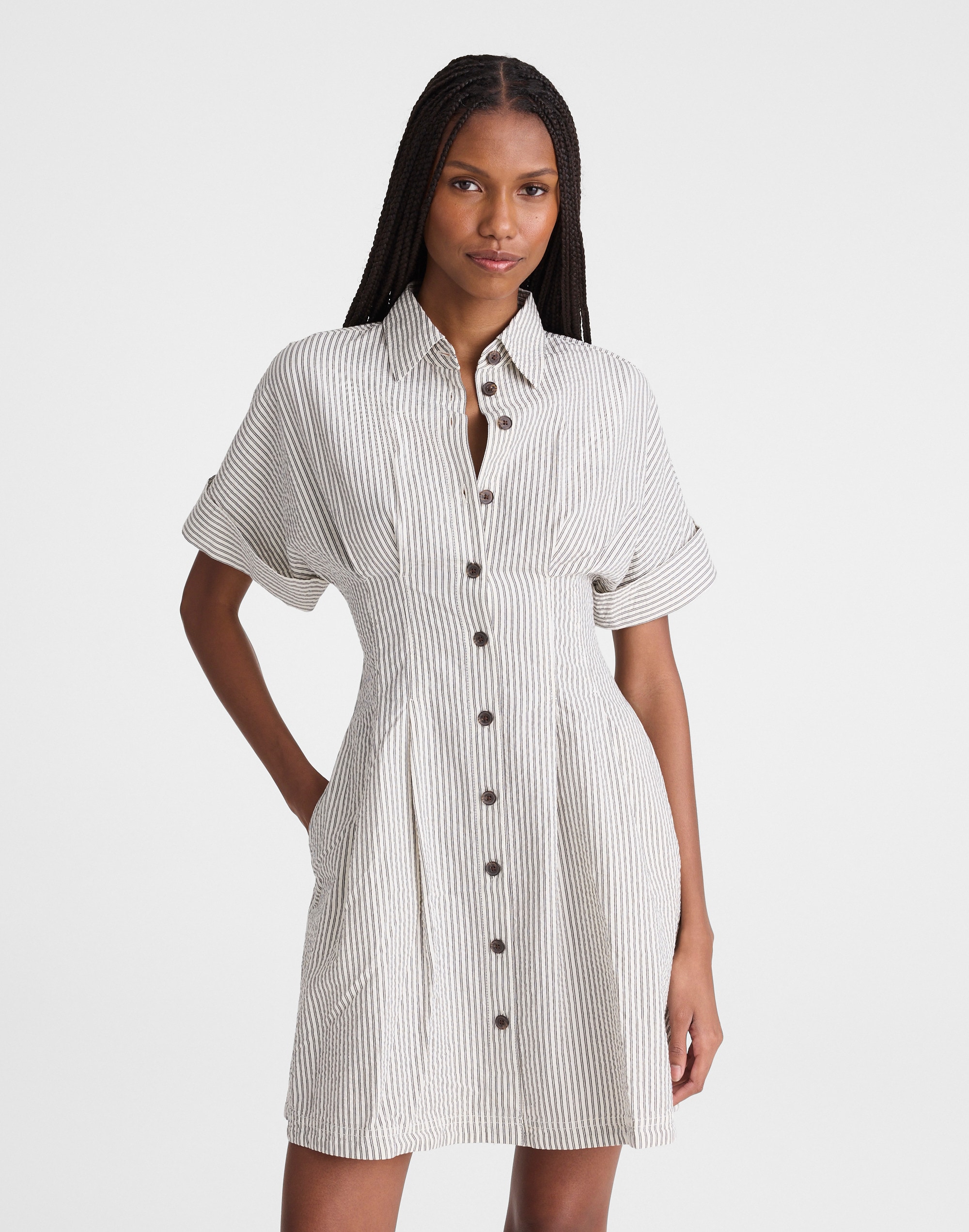 Madewell The Perry Mini Shirtdress In Neutral