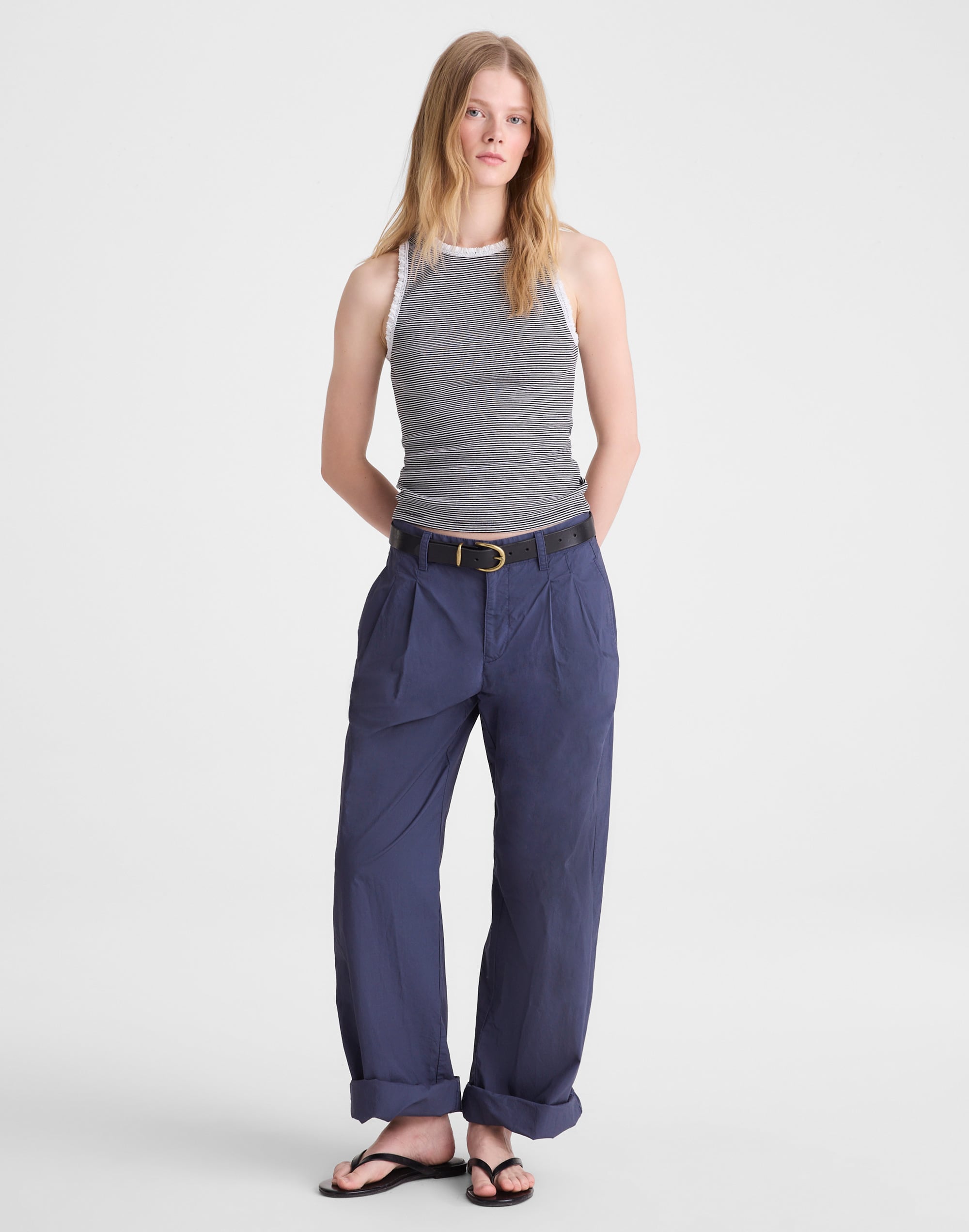 Lace-Trim Ribbed Tank