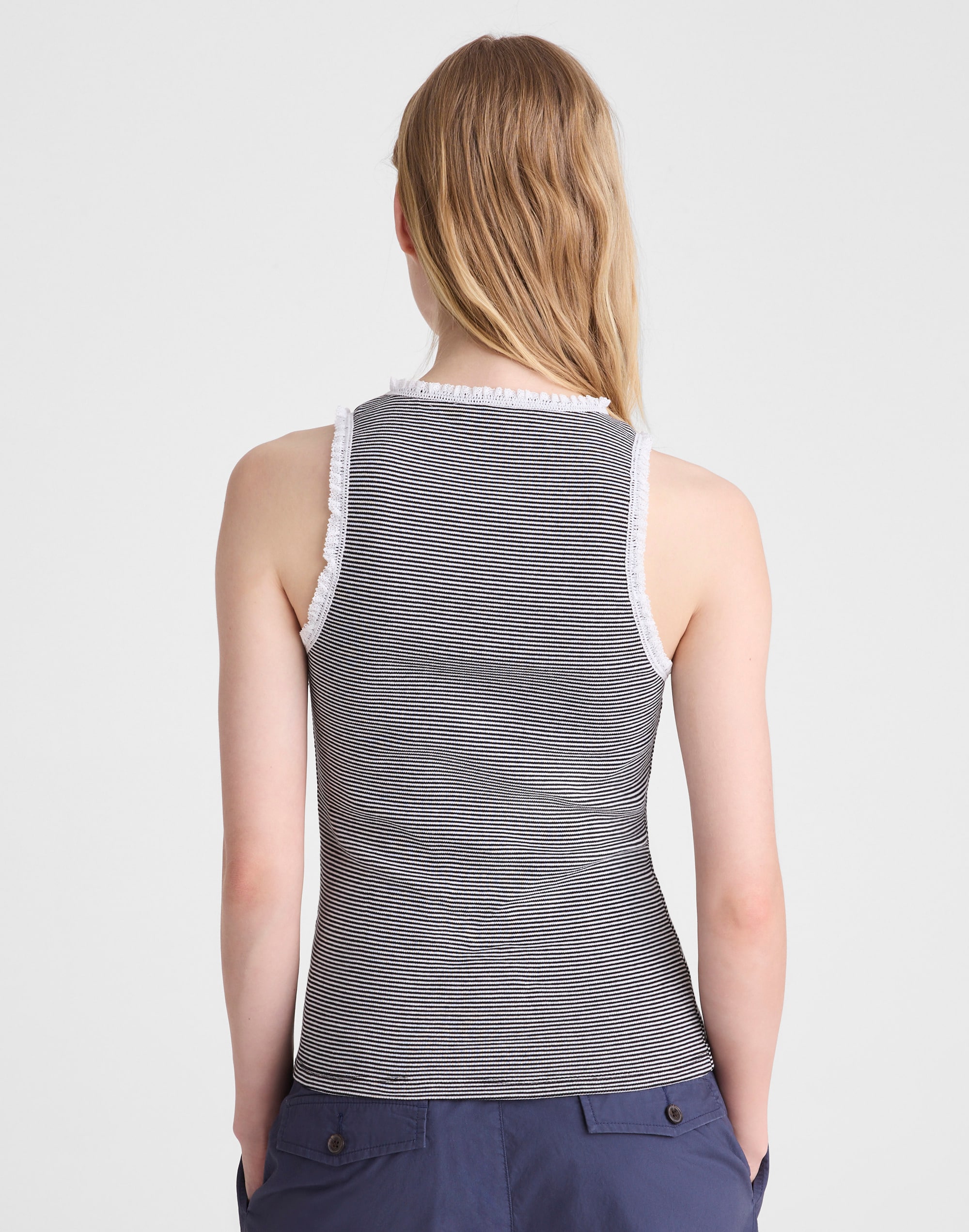 Lace-Trim Ribbed Tank