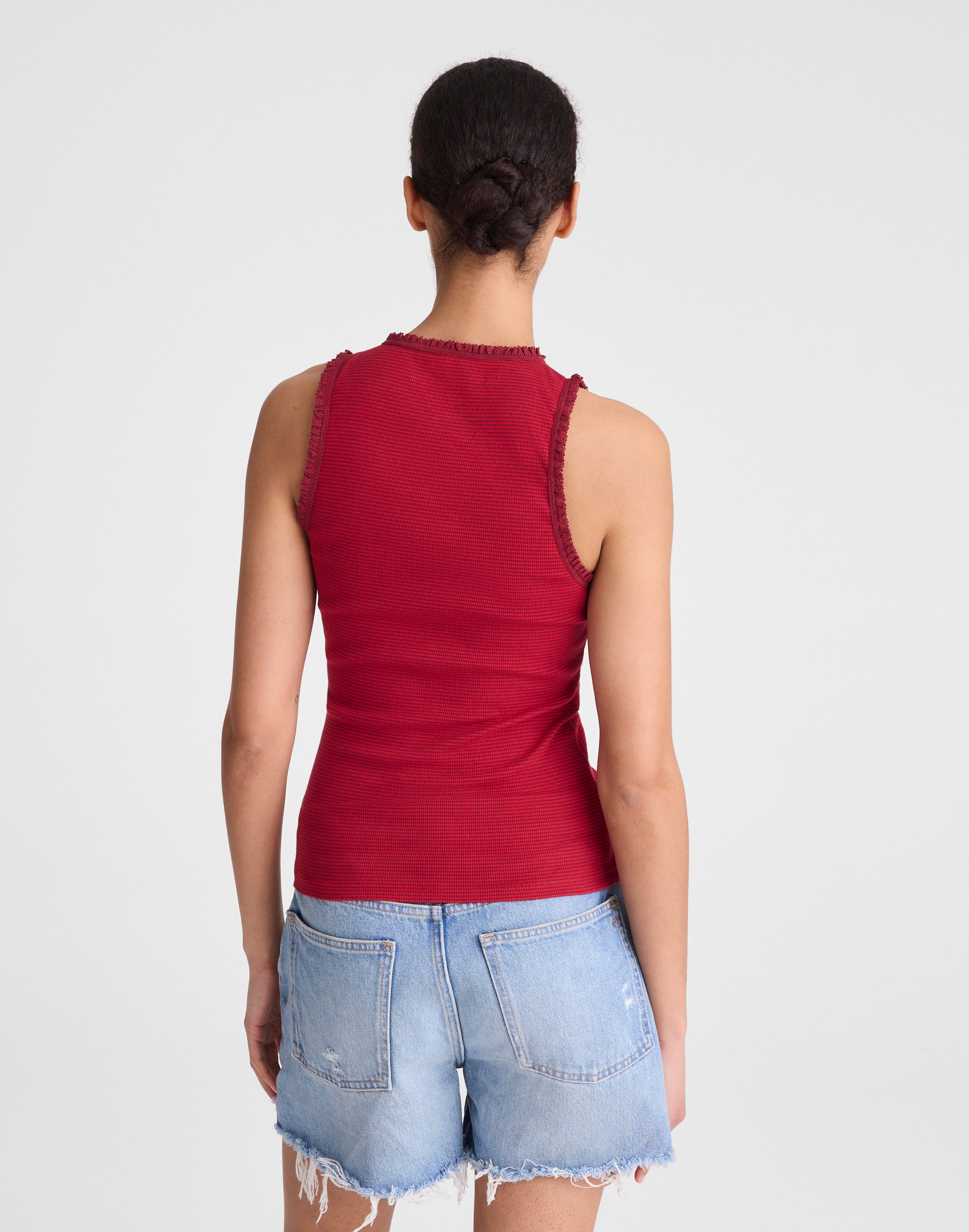 Lace-Trim Ribbed Tank