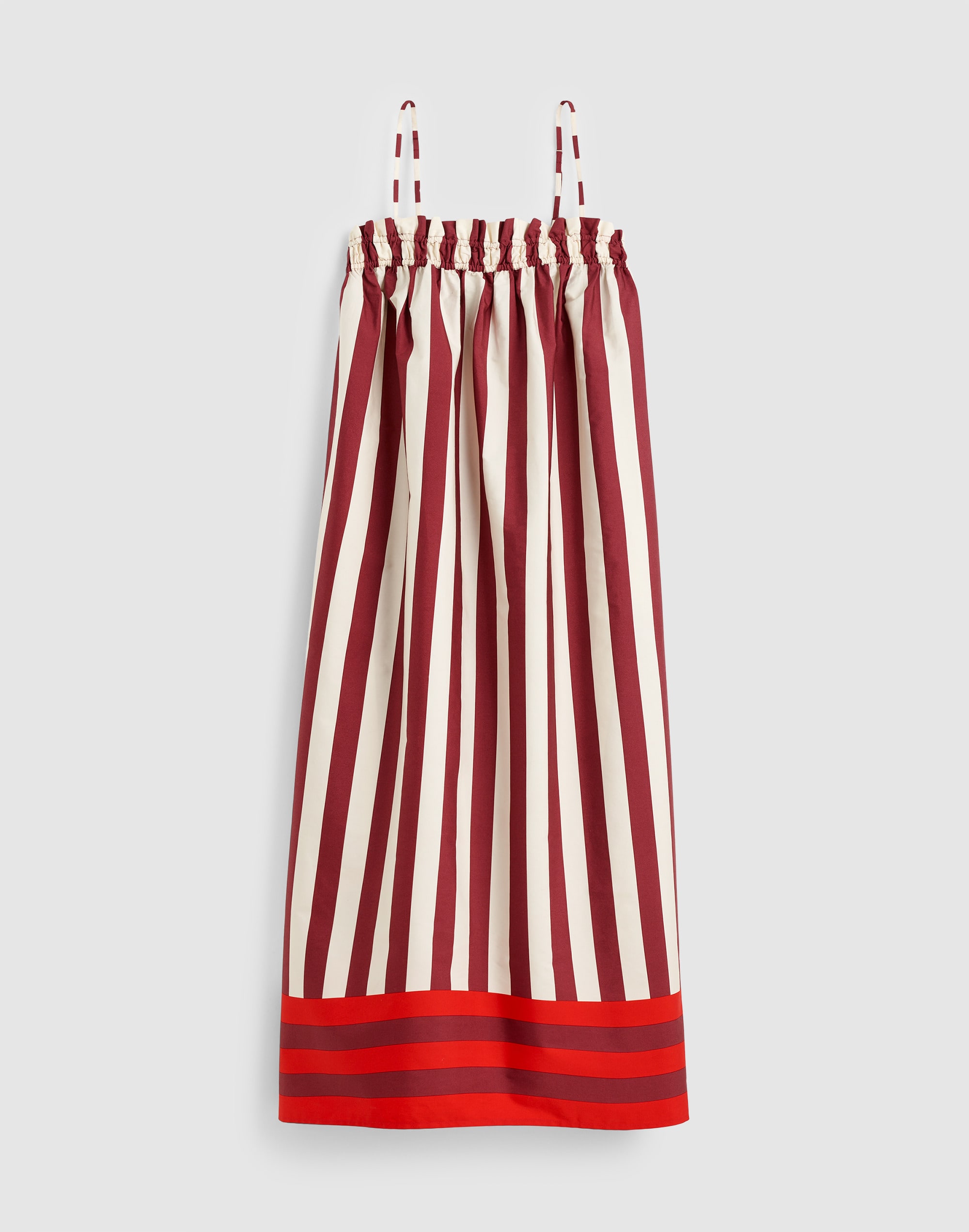 Ruffle A-Line Midi Dress in Stripe