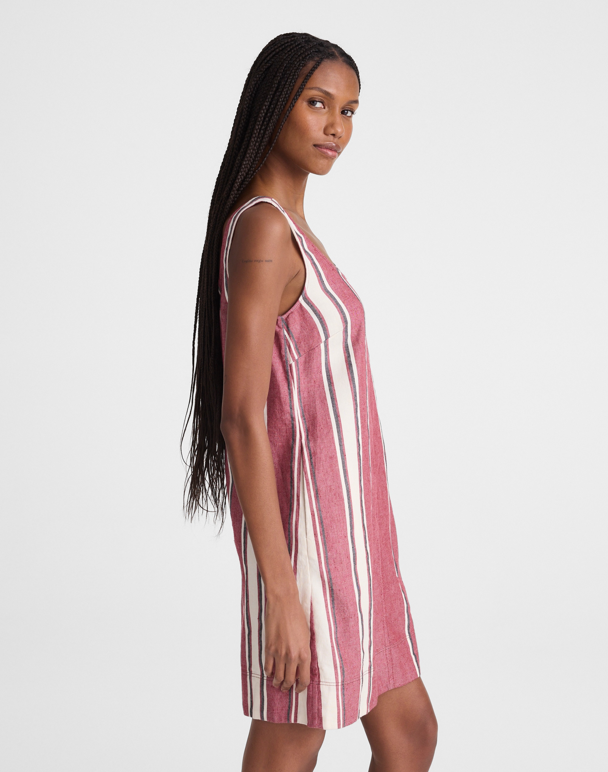 Scoopneck Mini Shift Dress in 100% Linen