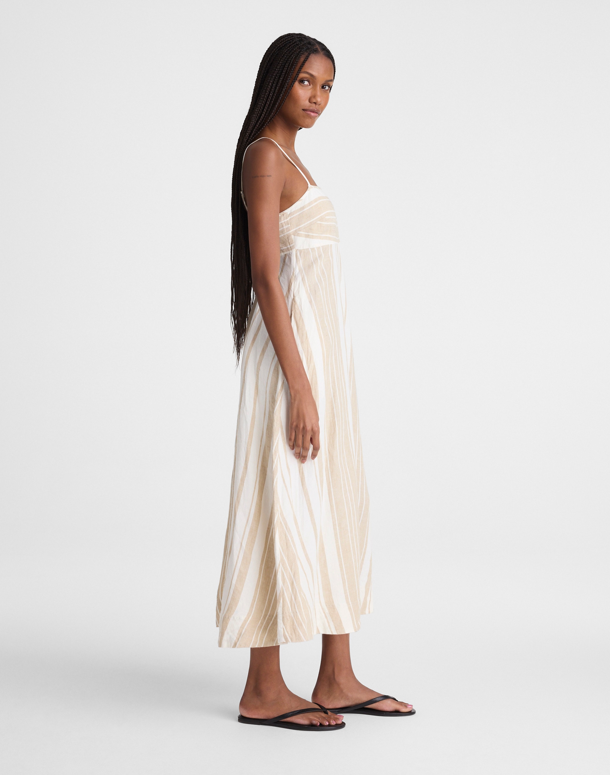 Empire-Waist Midi Dress in 100% Linen