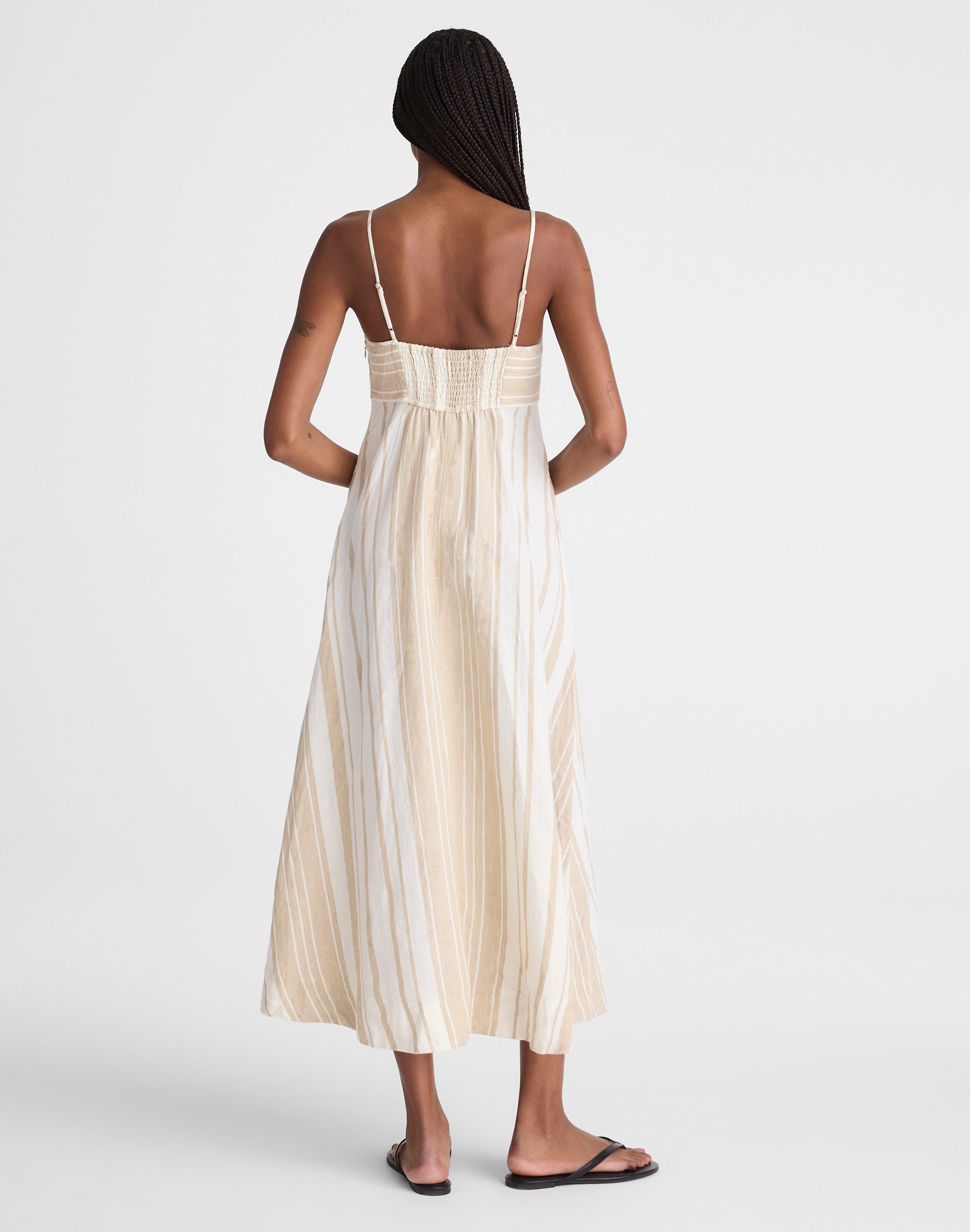 Empire-Waist Midi Dress in 100% Linen