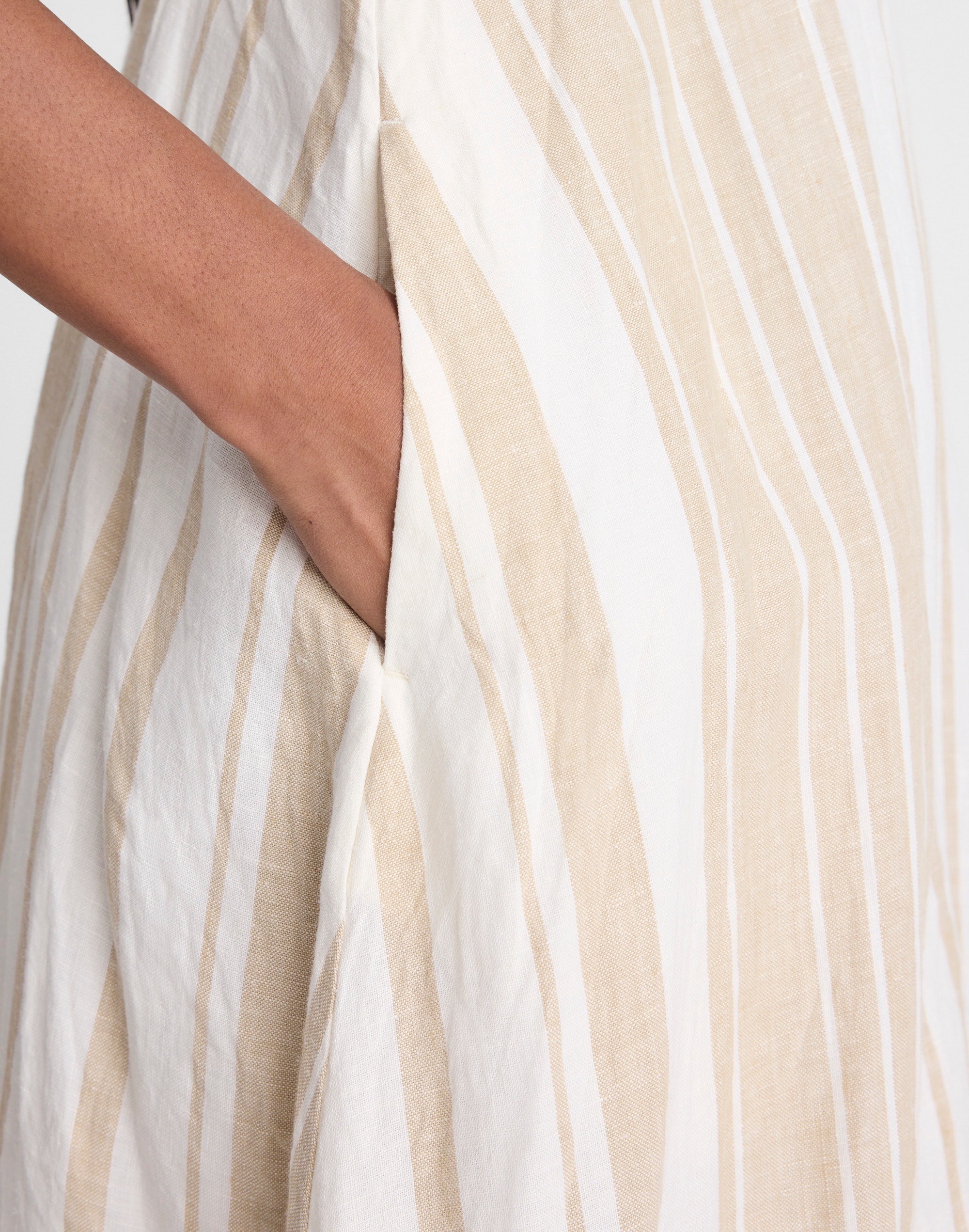 Empire-Waist Midi Dress in 100% Linen