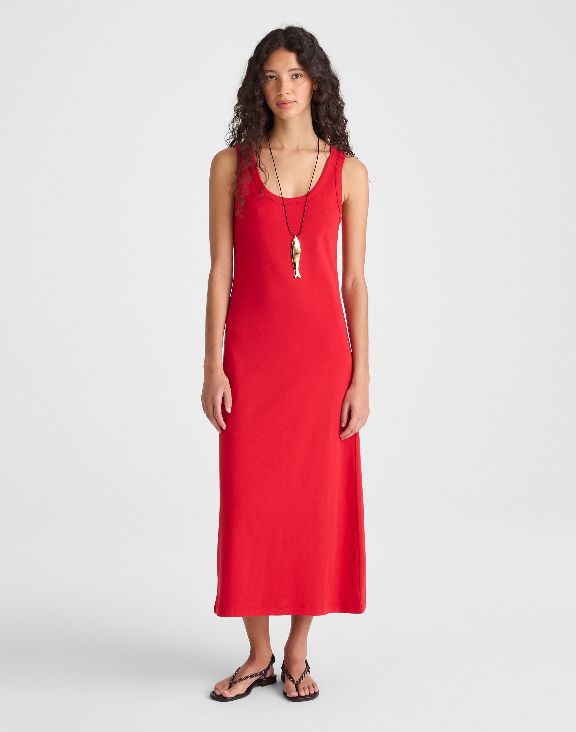 Scoopneck Tank Maxi Dress in Compact Cotton