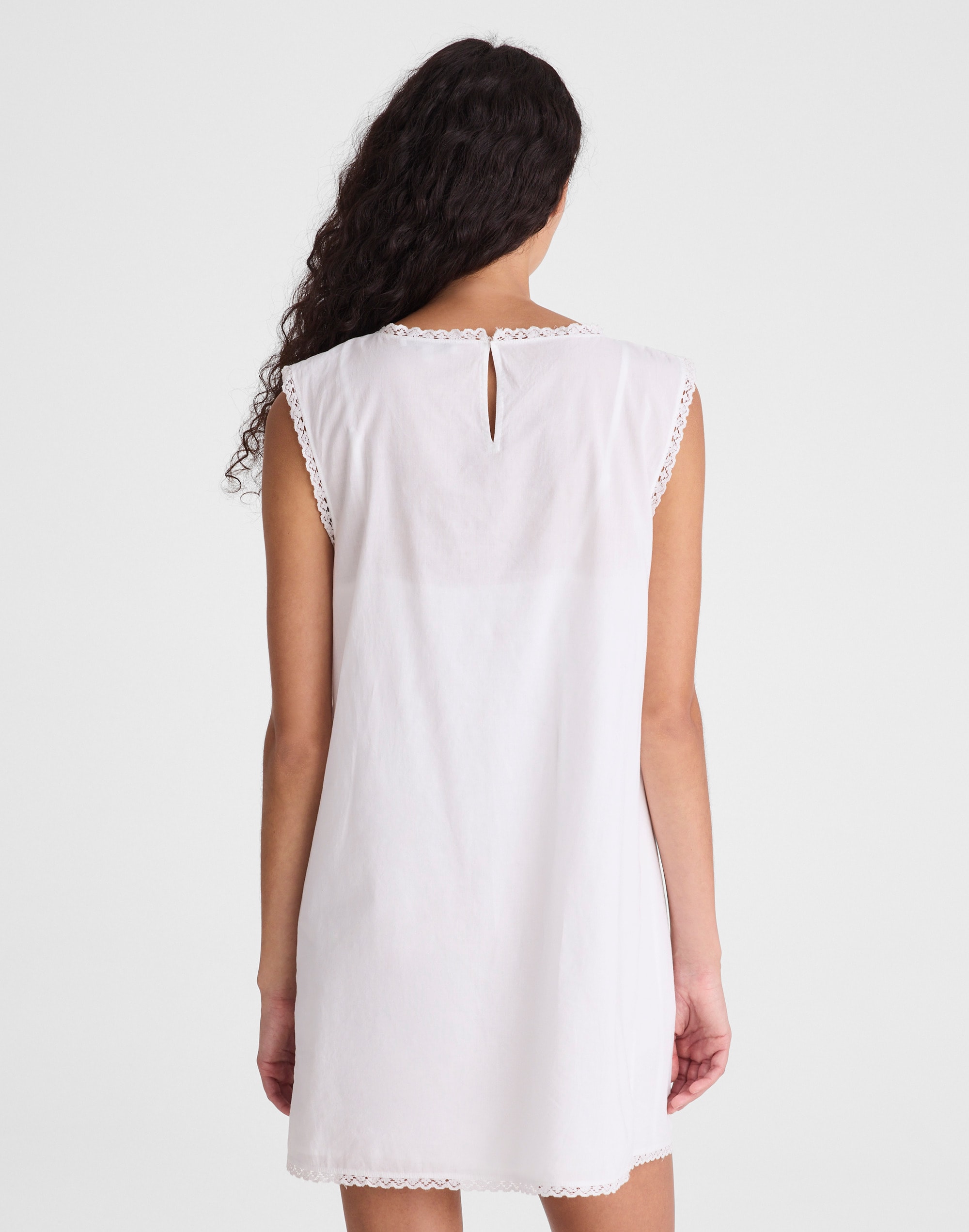 Embroidered Lace-Insert Mini Dress