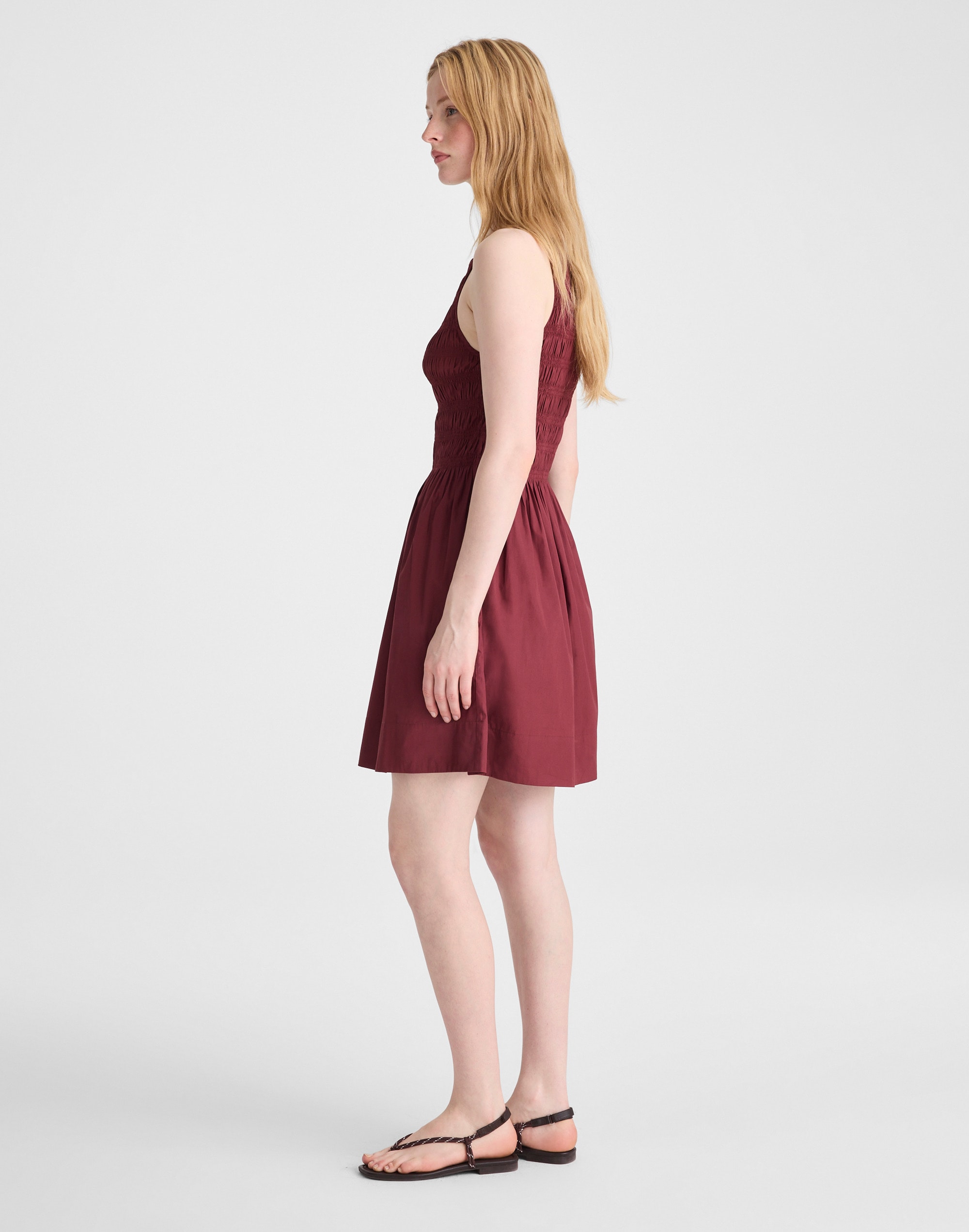 Smocked High-Neck Mini Dress