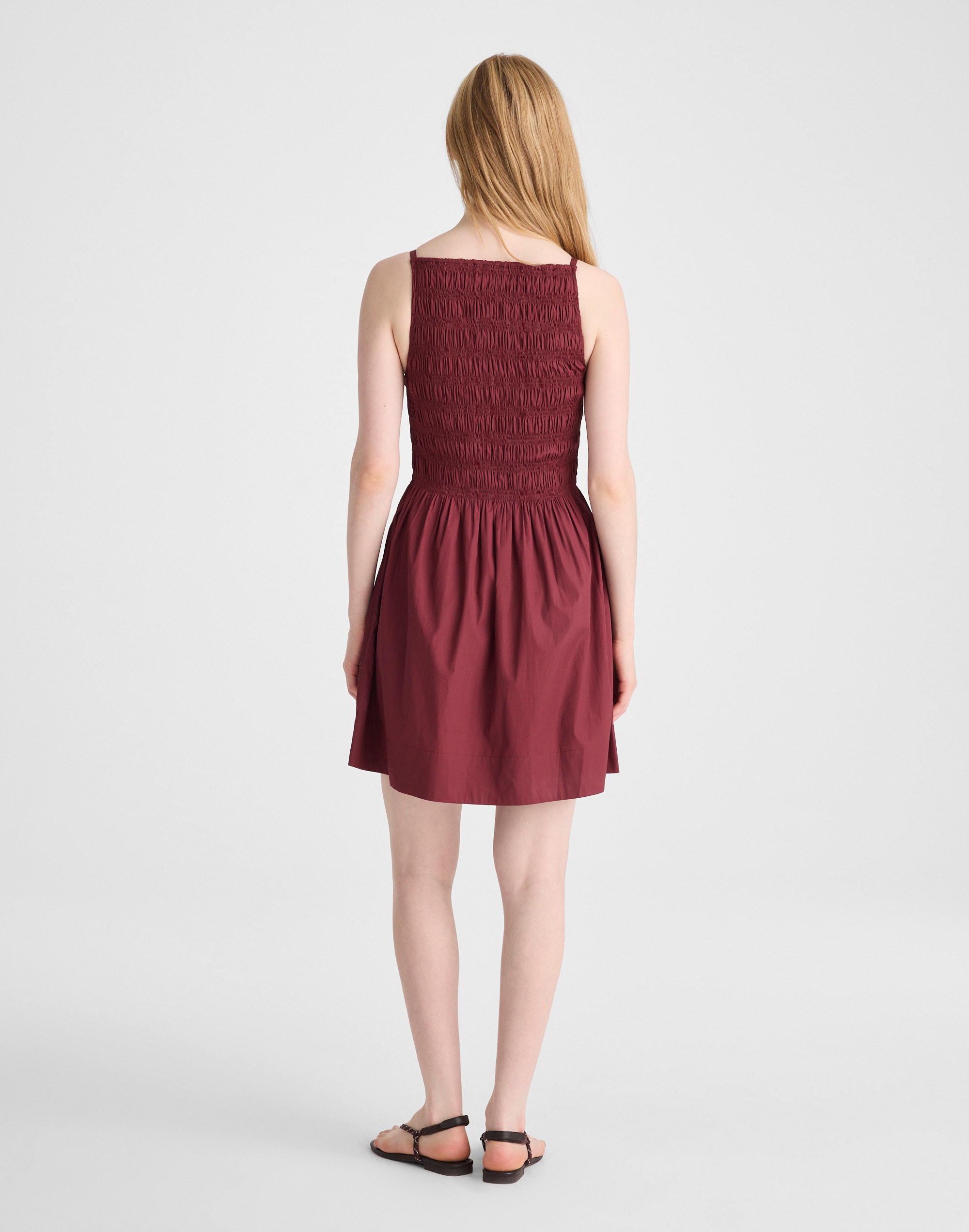 Smocked High-Neck Mini Dress