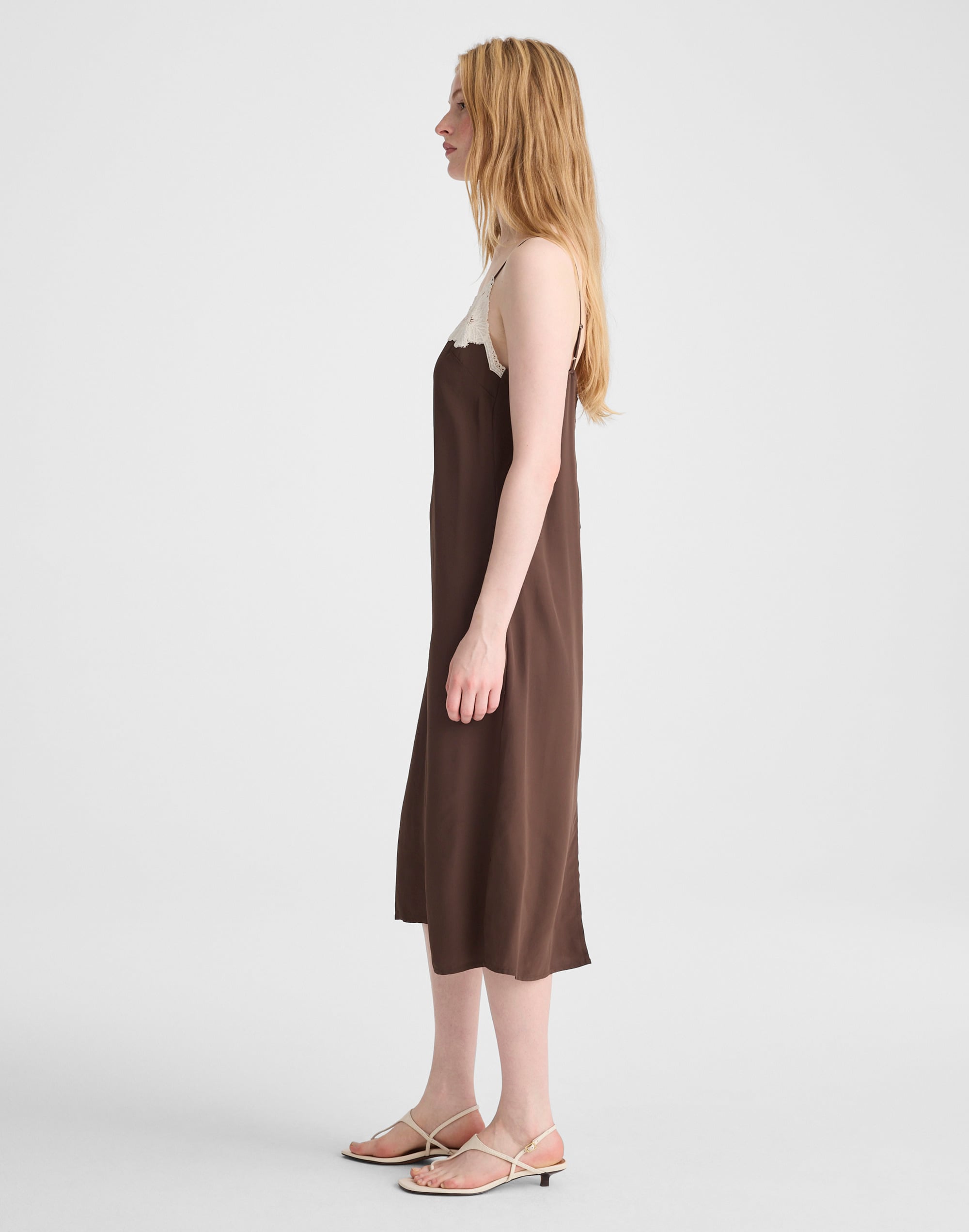 V-Neck Midi Slip Dress