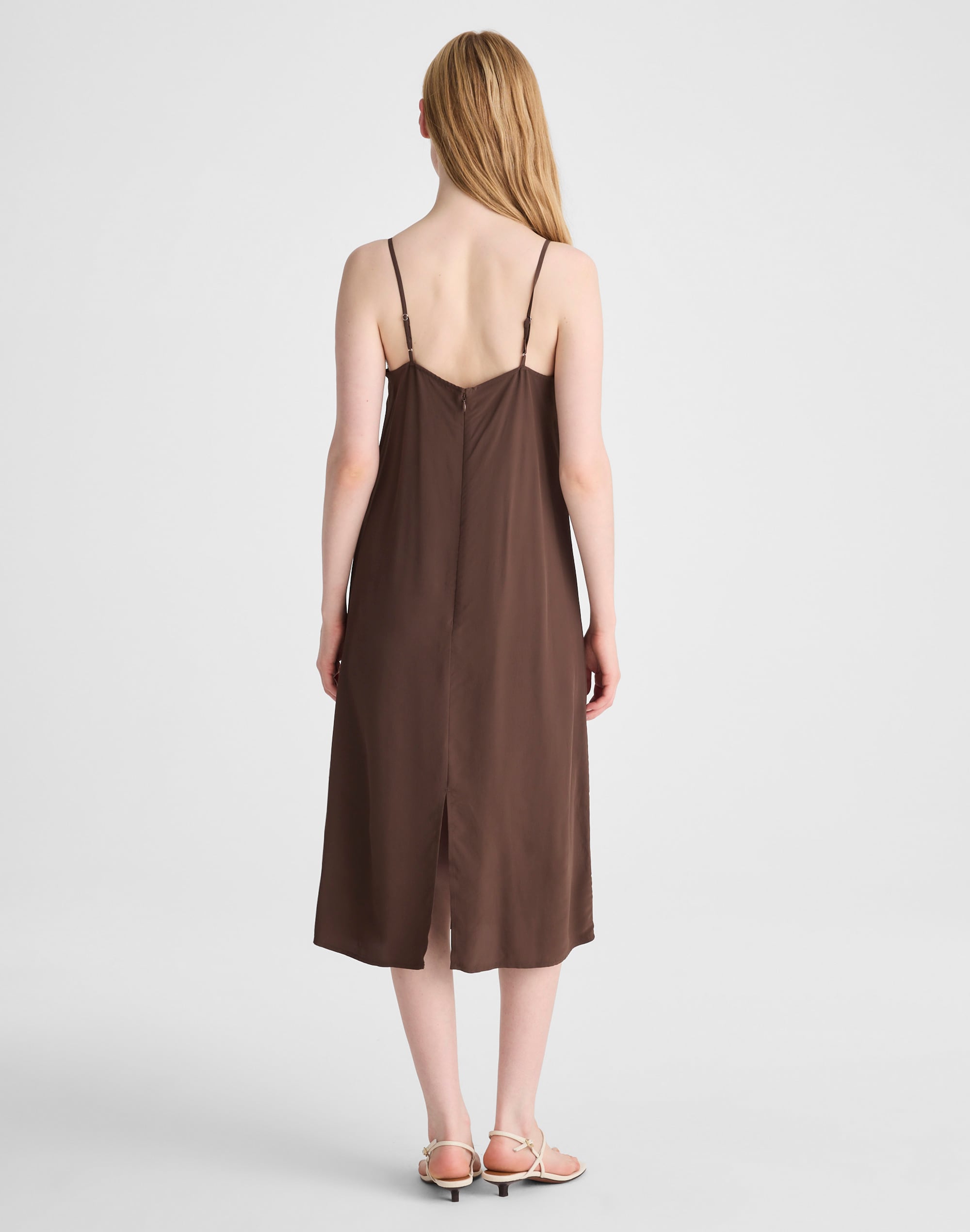 V-Neck Midi Slip Dress