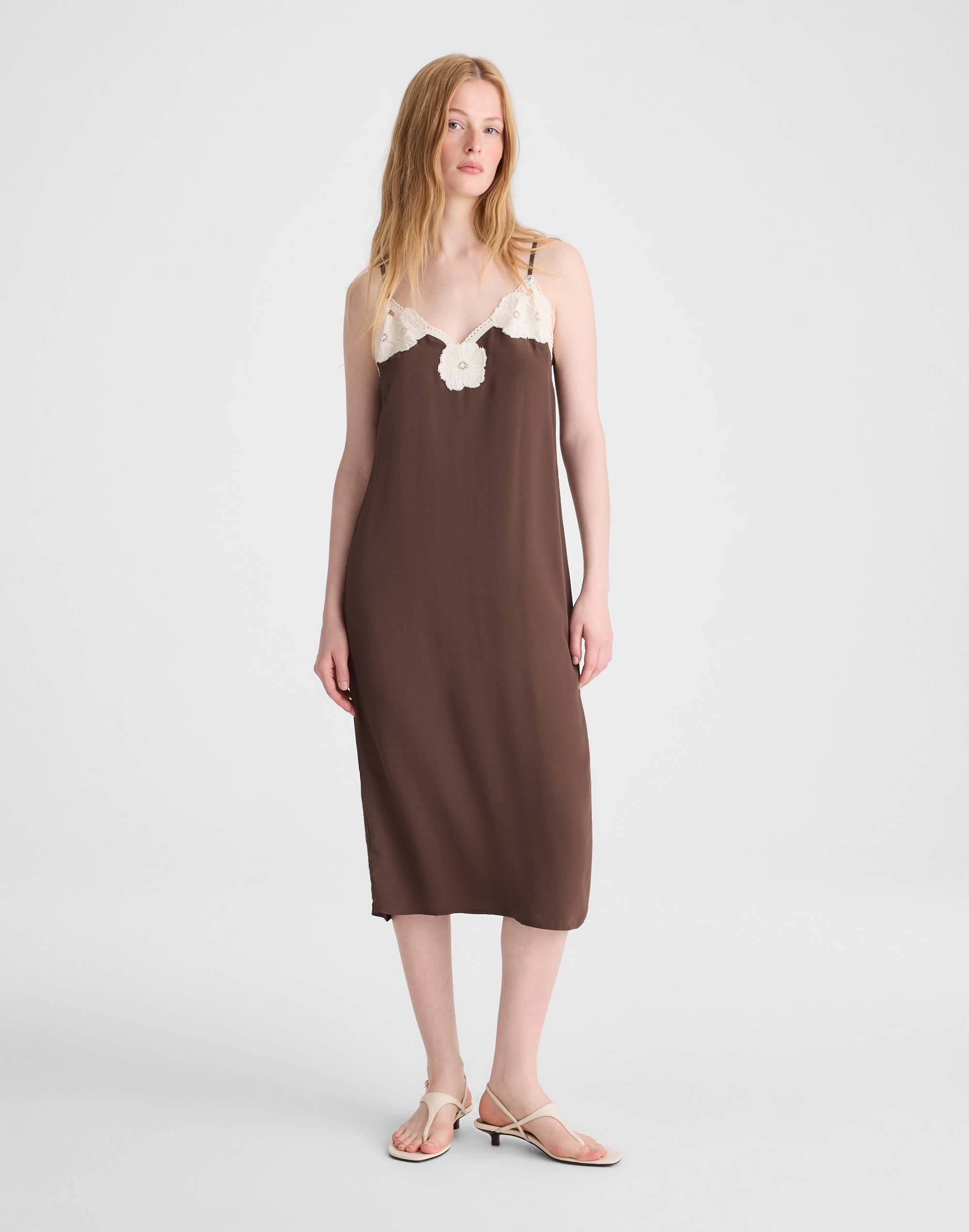 V-Neck Midi Slip Dress